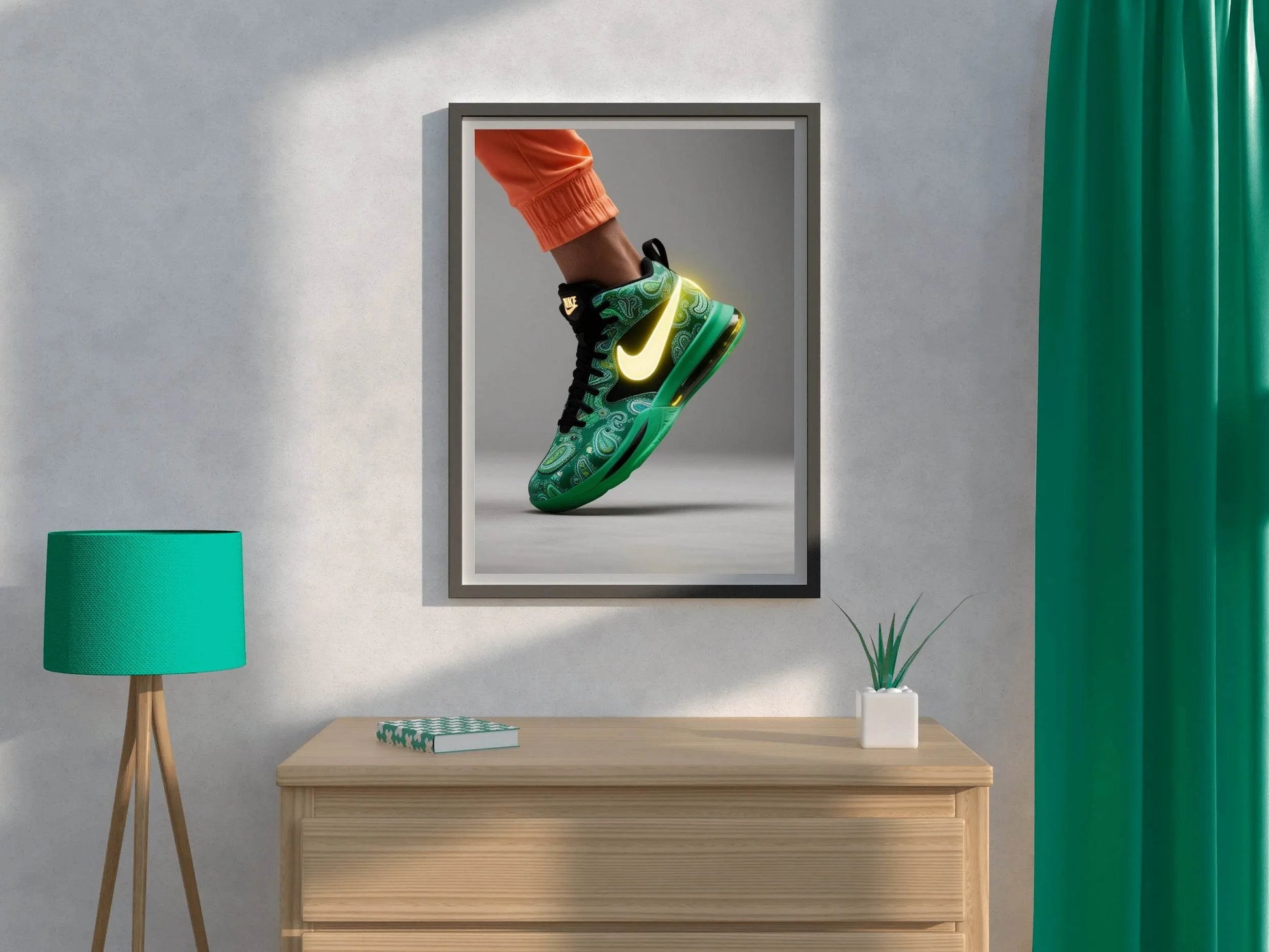 Nike Green Sports Shoes Wall Art - beink online art store