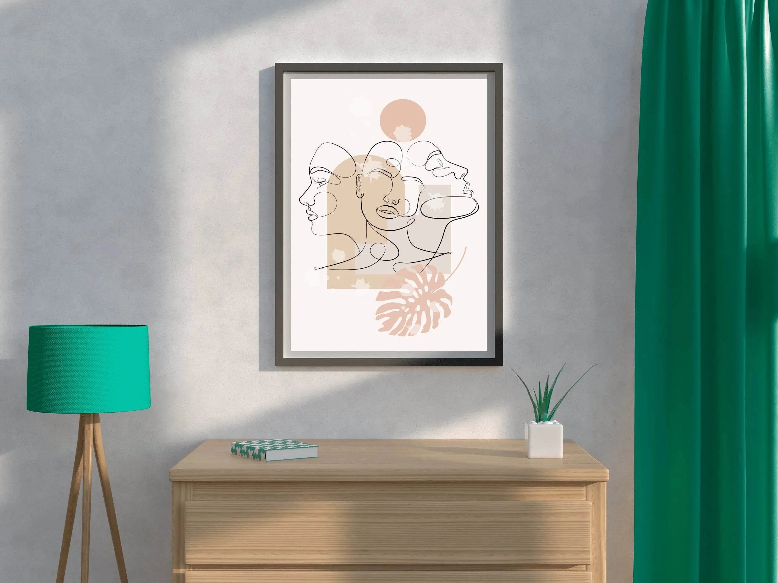 Minimal Design of Three Face Wall Art - beink online art store