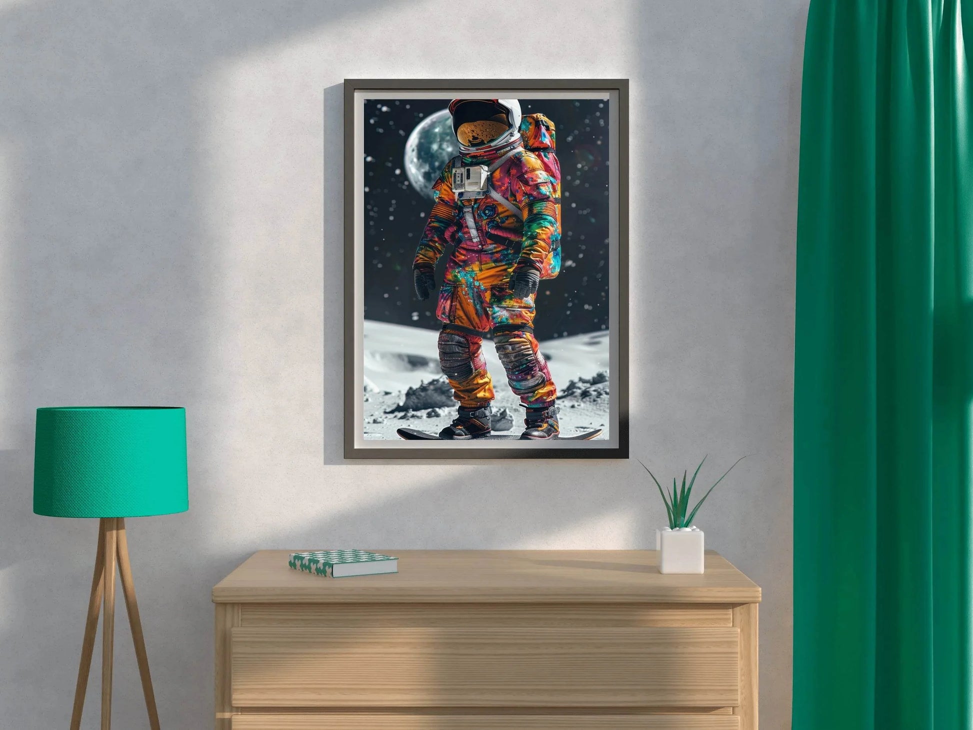 Astronaut colorful suit on moon Wall Art - beink online art store