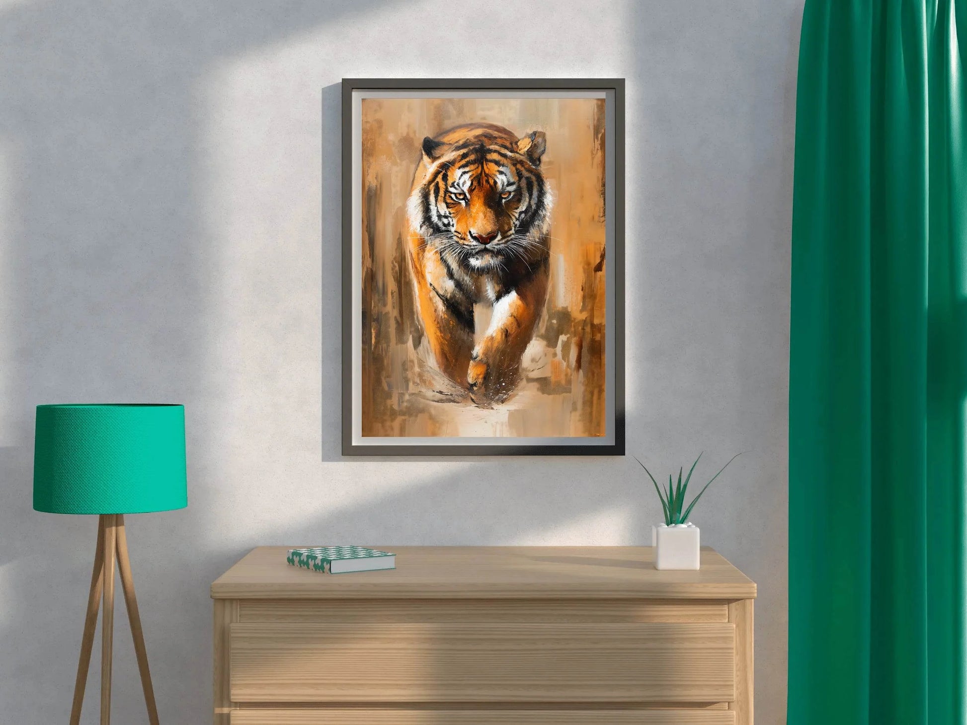 Colorful Water Color Paint of Walking Tiger Illustration - beink online art store