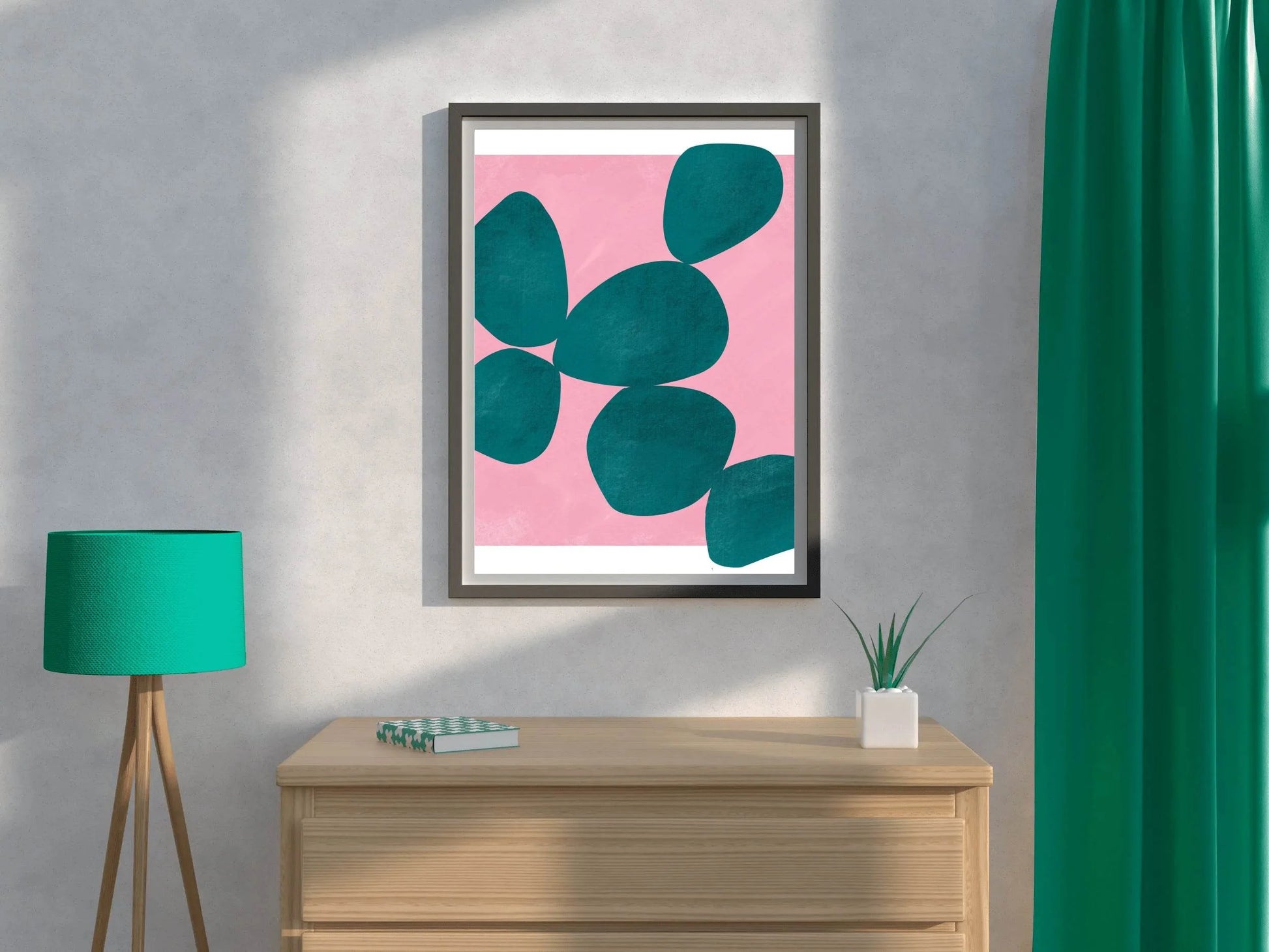 Jade Green Stone With Pink Background Wall Art - beink online art store