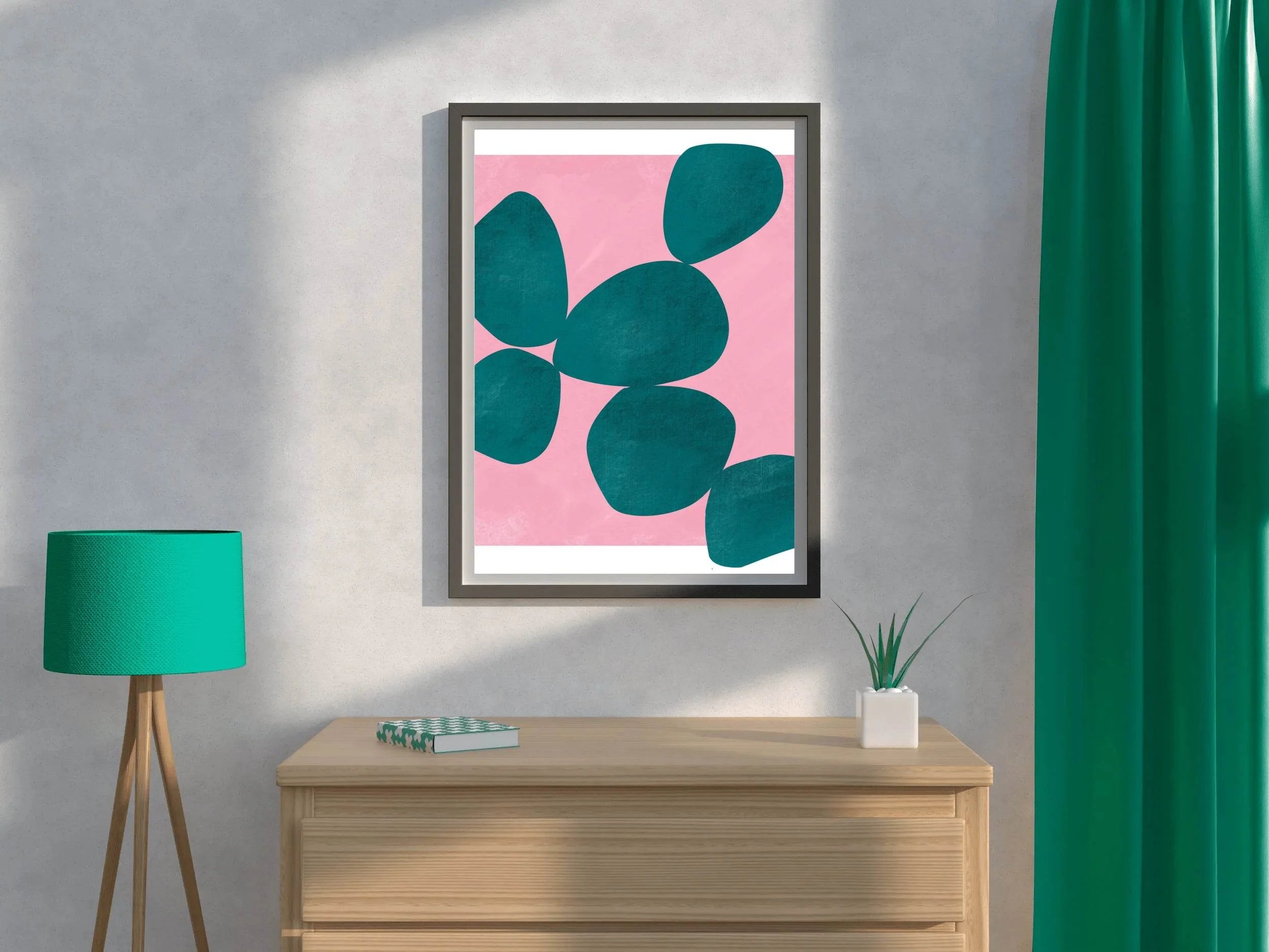 Jade Green Stone With Pink Background Wall Art - beink online art store