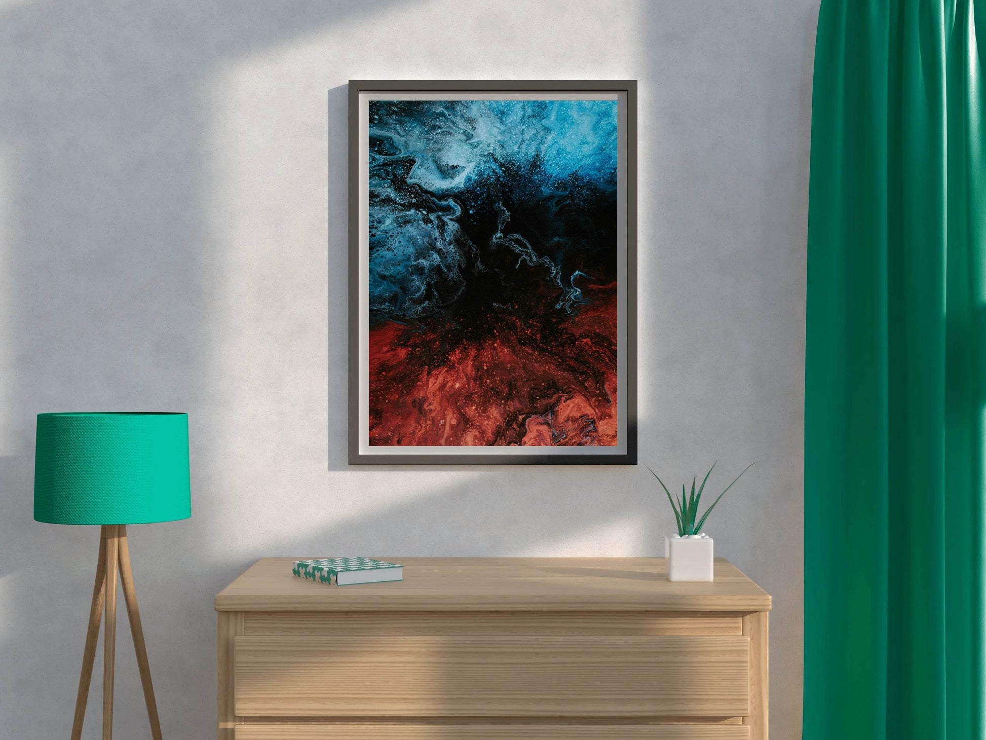 Blue and Red Water Color Liquid Abstract Wall Art - beink online art store
