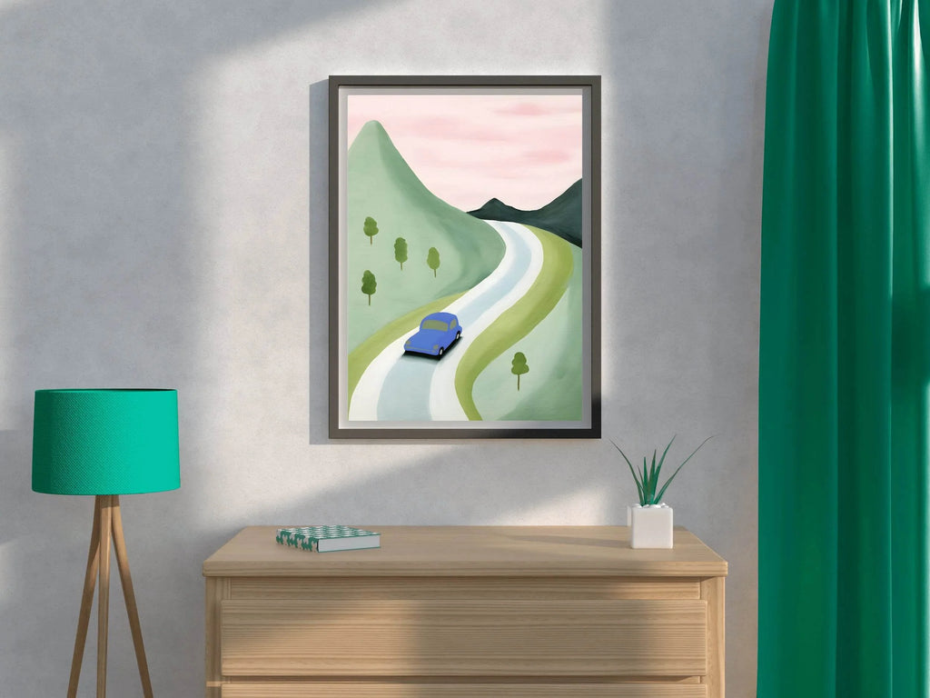 Mountain Road Trip Illustration Wall Art - beink online art store