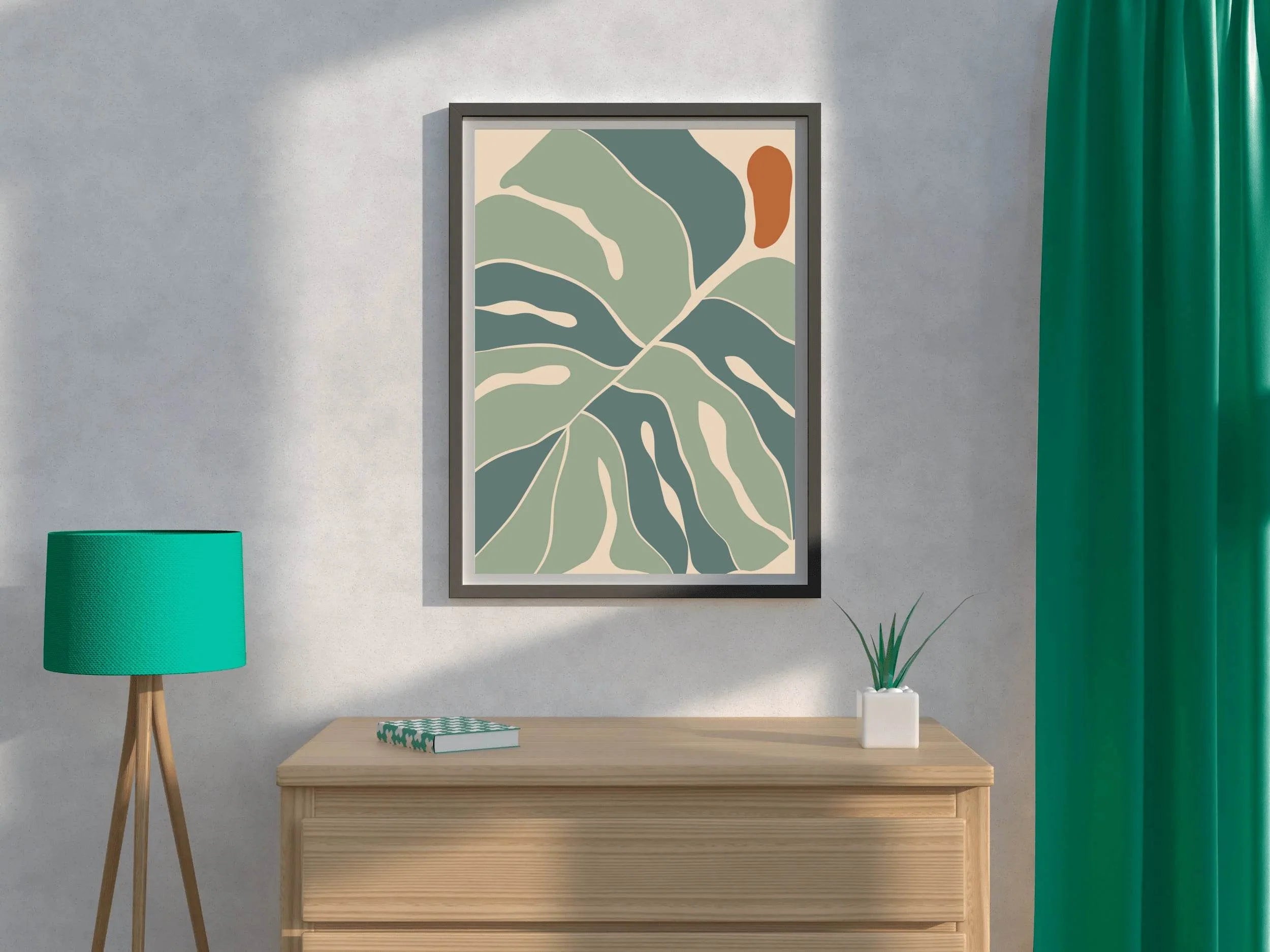 Green Textured Leaf Pattern ArtWork - beink online art store