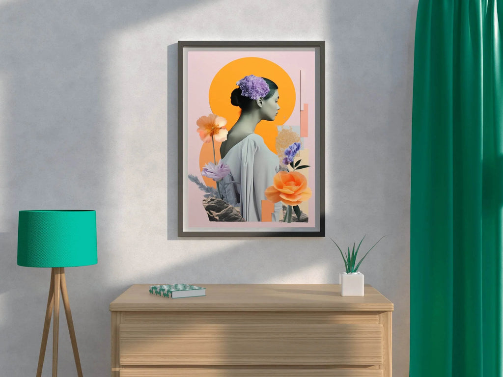 Women with flowers Abstract Wall Art - beink online art store
