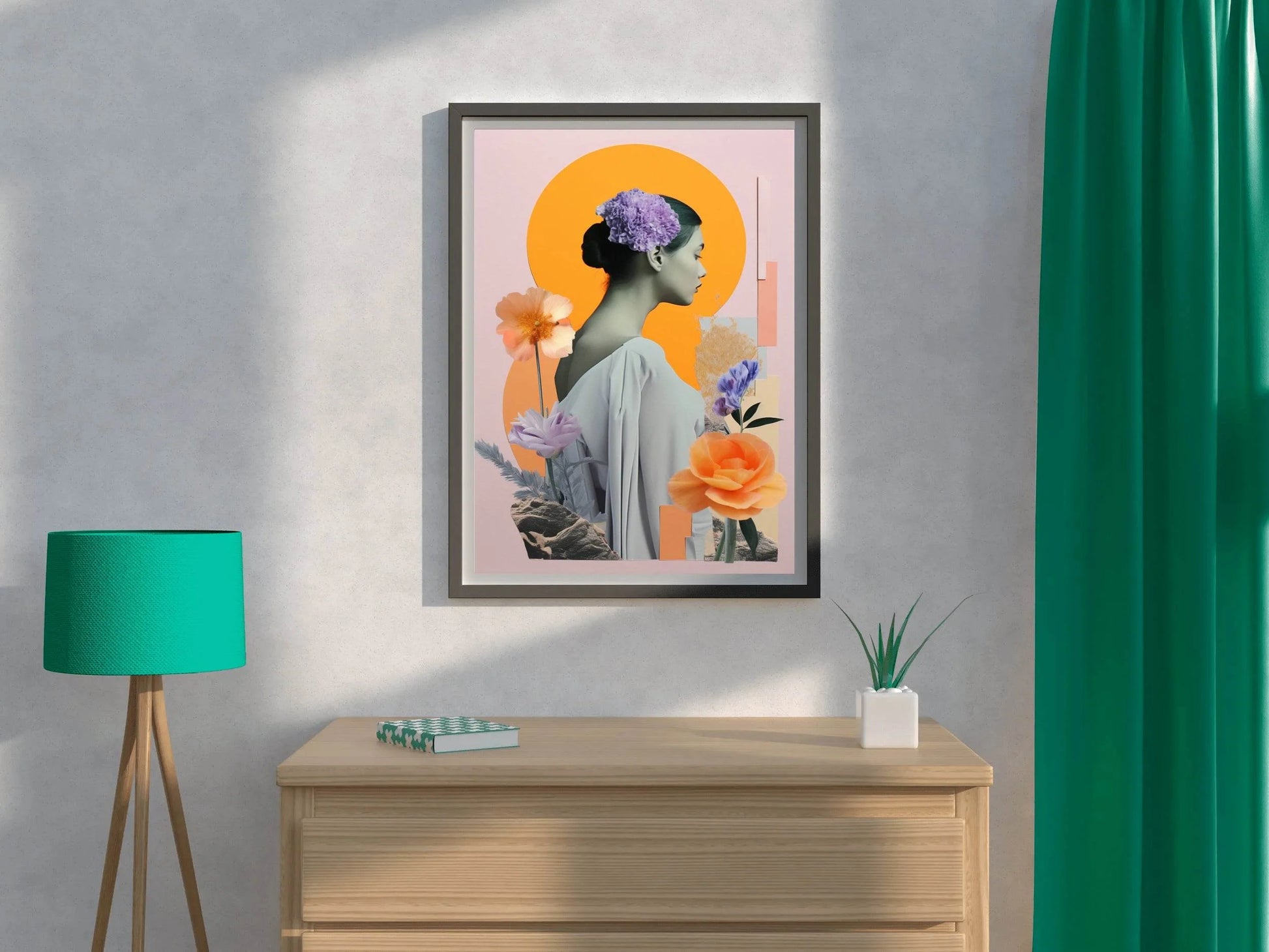 Women with flowers Abstract Wall Art - beink online art store
