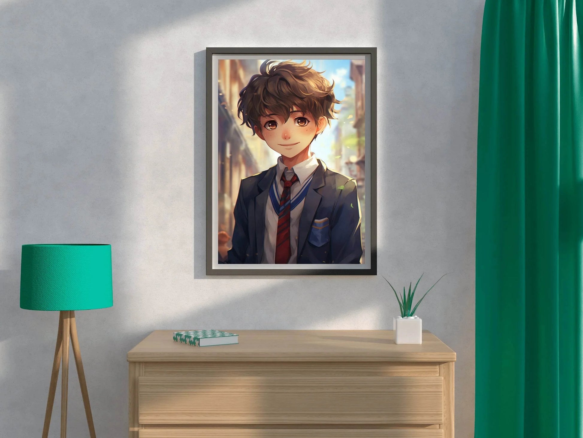 Anime style portrait of young Student school in Uniform Wall Art - beink online art store
