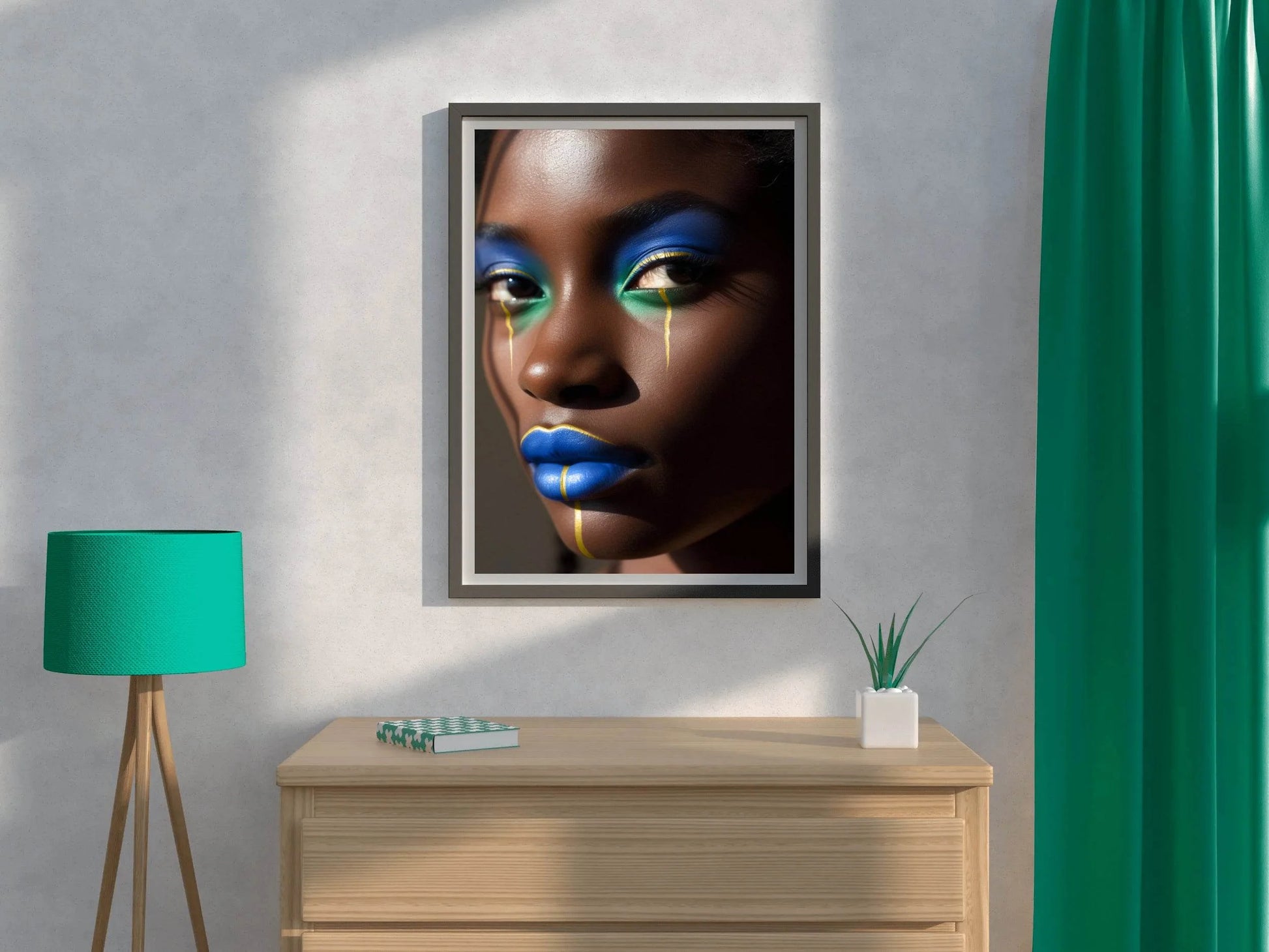 African Women Makeup With Blue Color Wall Art - beink online art store
