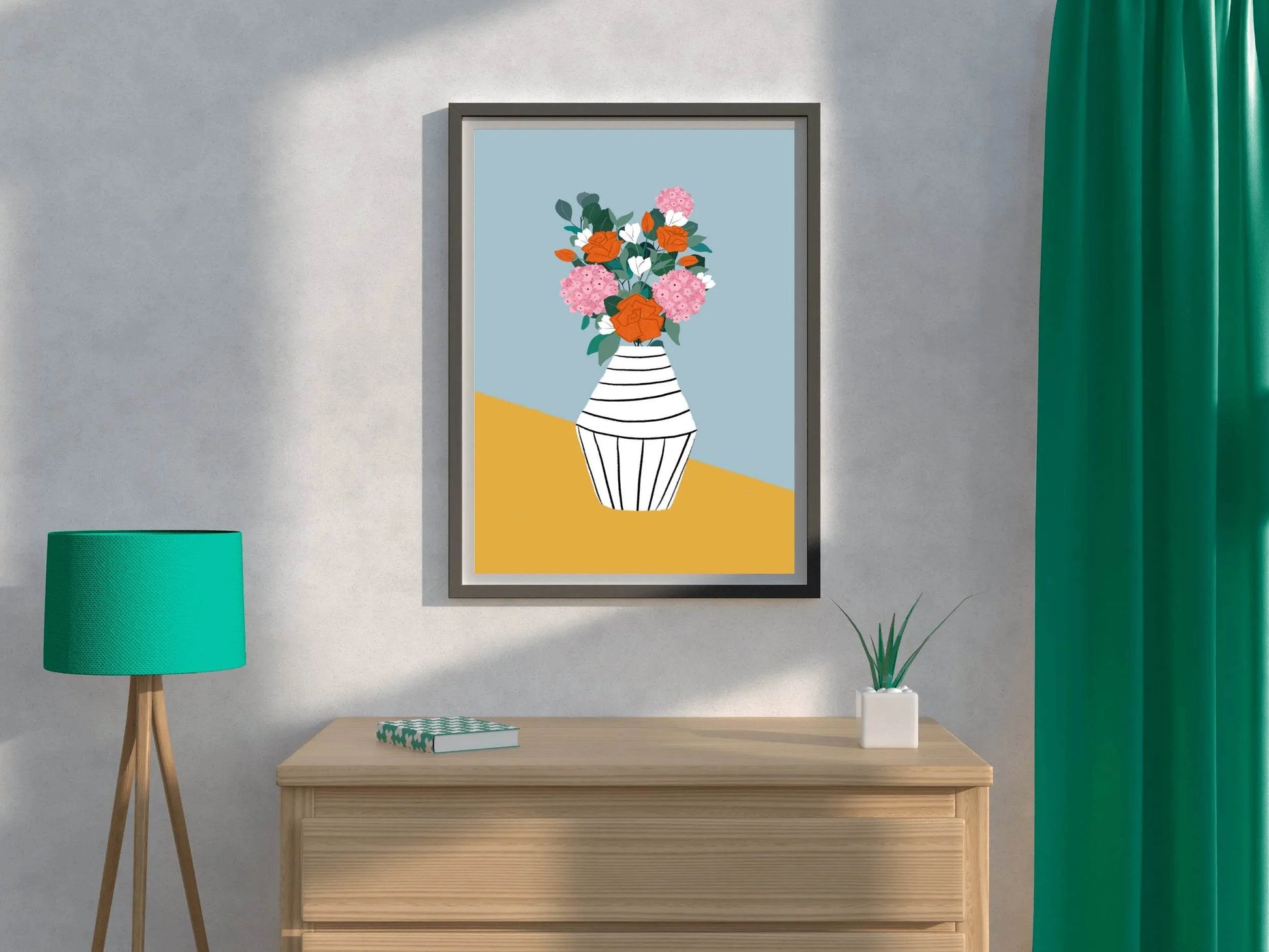 Black And White Vase With Spring Flowers Wall Art - beink online art store