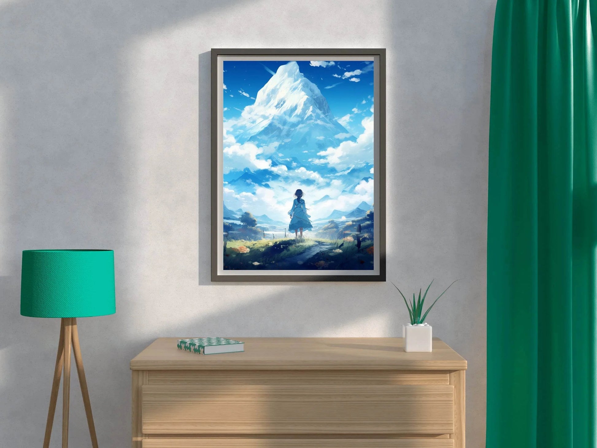 Fantasy Anime Style Scene in Mountain Wall Art - beink online art store