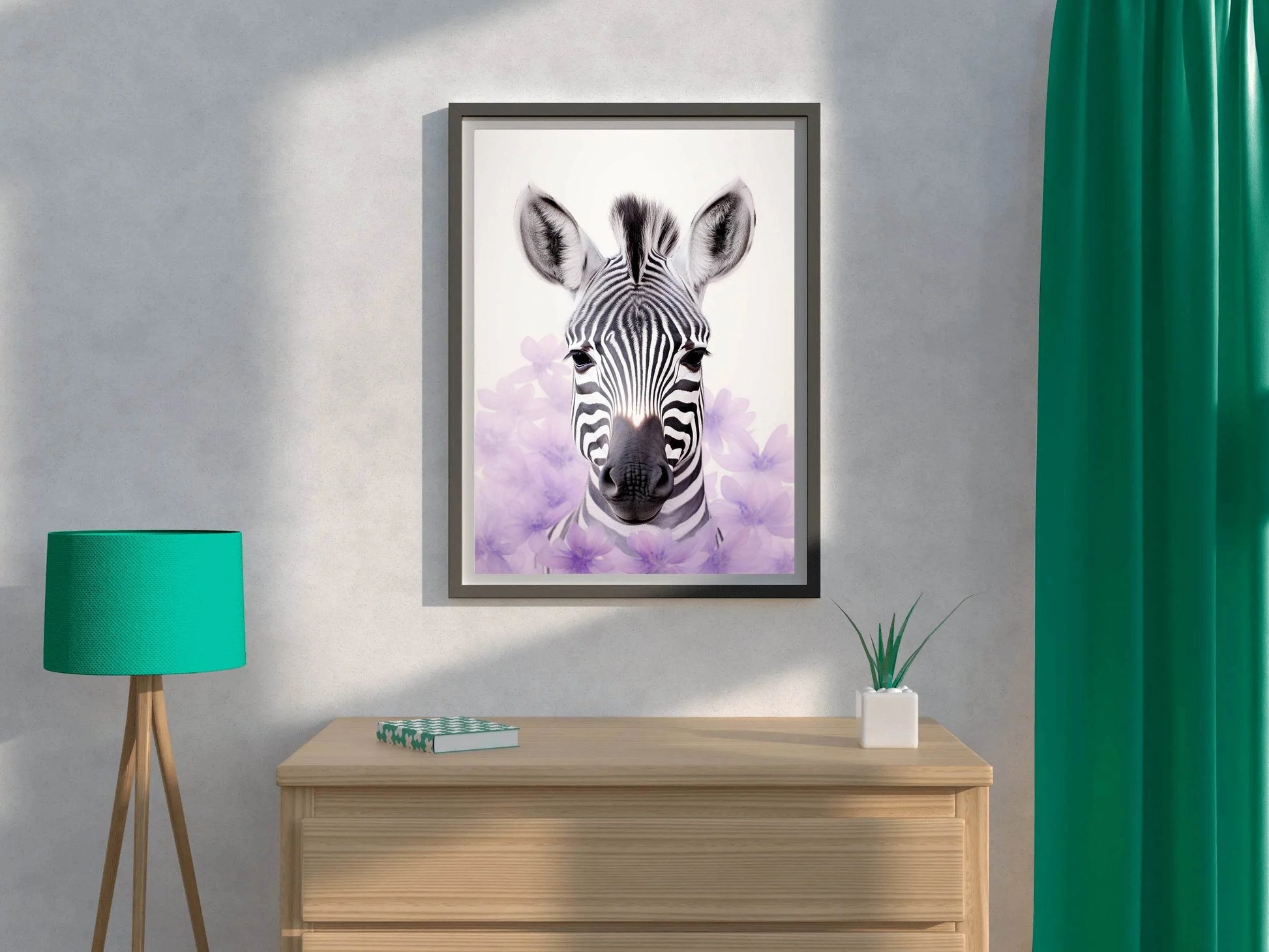 Zebra Face With Floral and White Background Wall Art - beink online art store