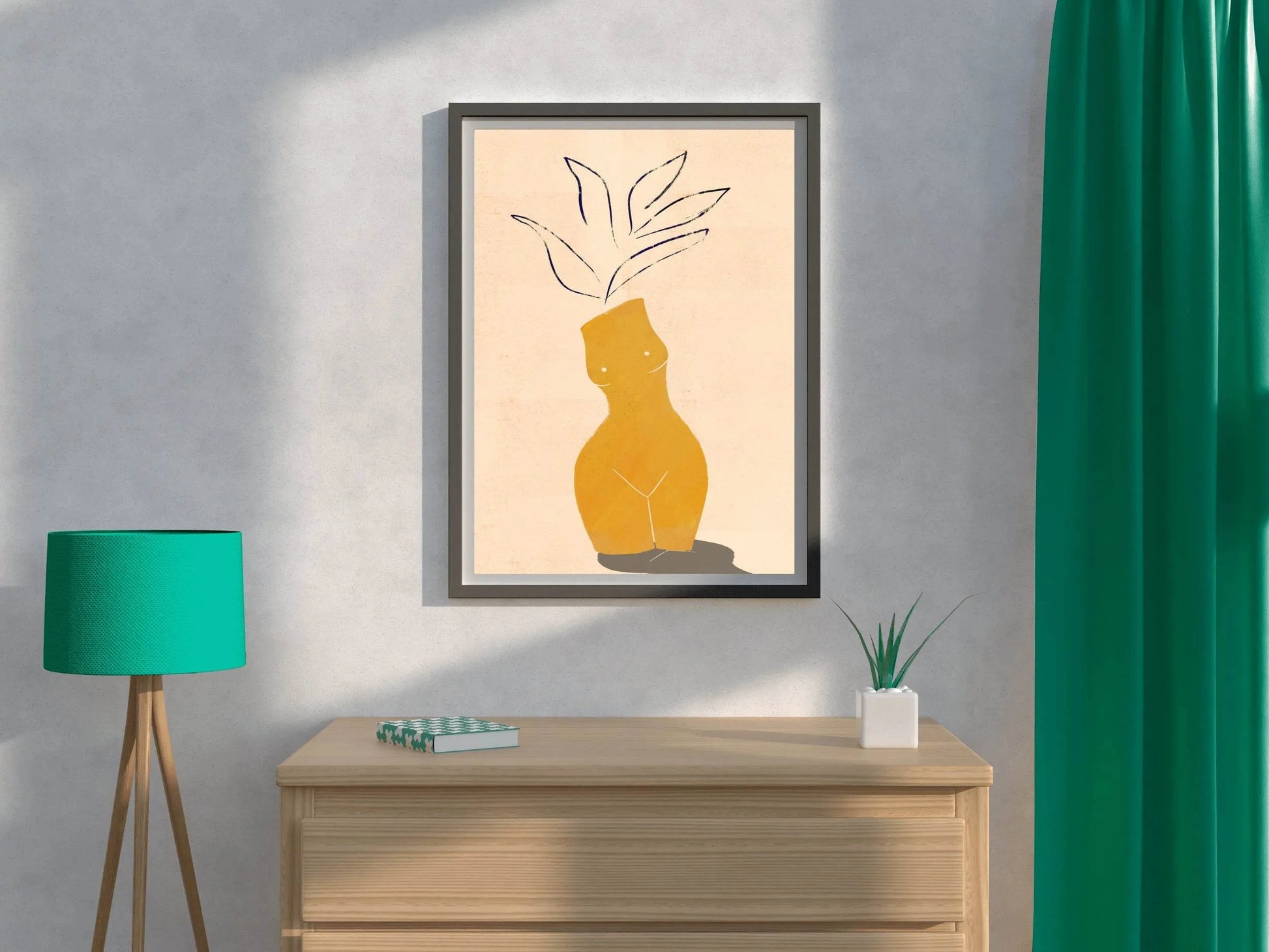 Honey Yellow Poster With Vase Wall Art - beink online art store