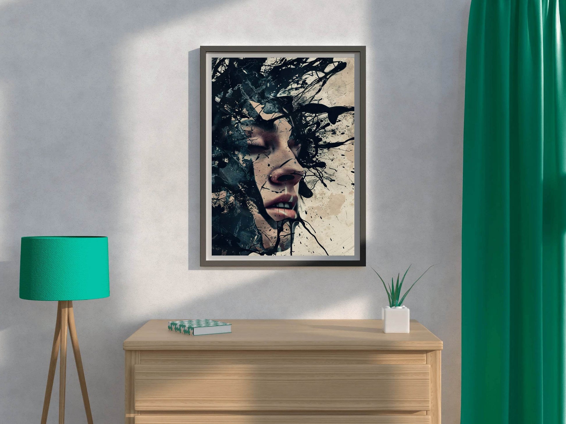Men Face With Paint Splash Digital Art - beink online art store