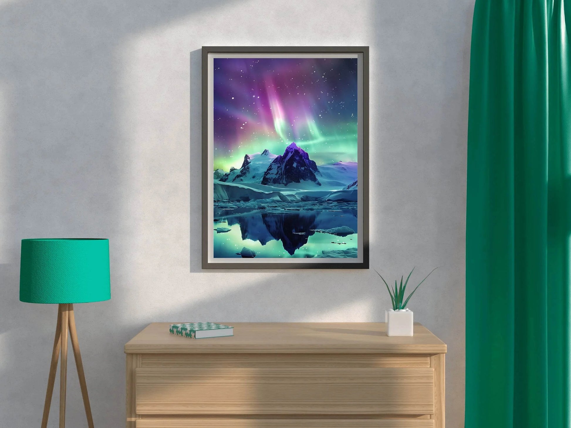 Polar Lights Over Antarctic Peak Wall Art - beink online art store