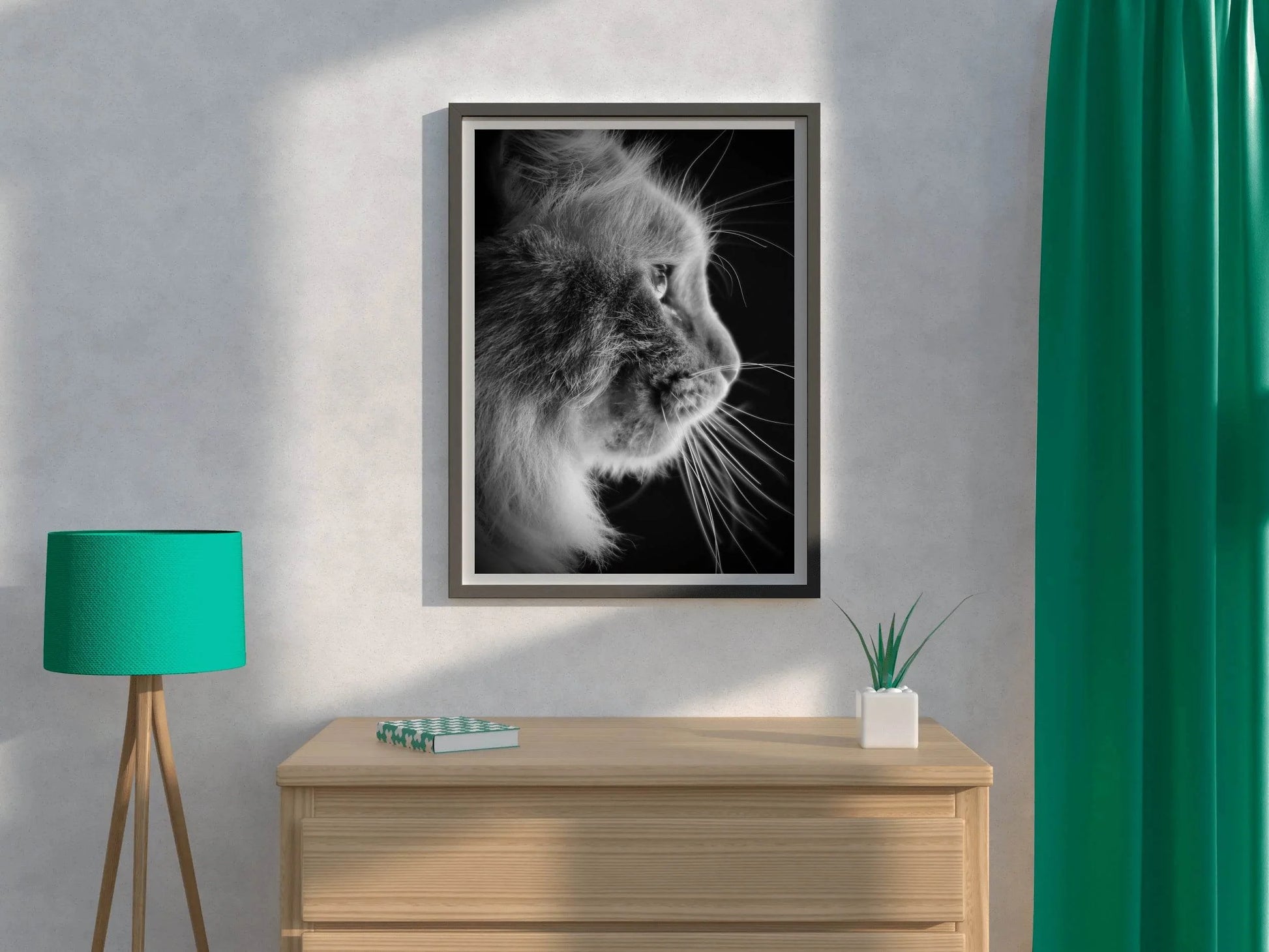 Siberian Cat Black & White Wall Art - beink online art store