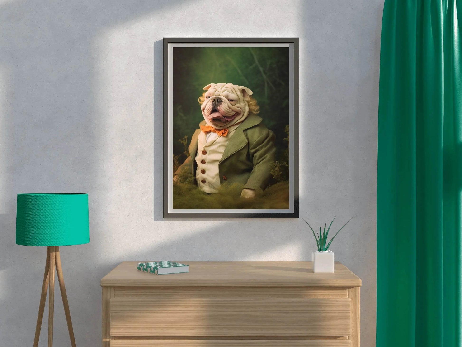 Comical Bulldog Wearing Coat Animal Wall Art - beink online art store