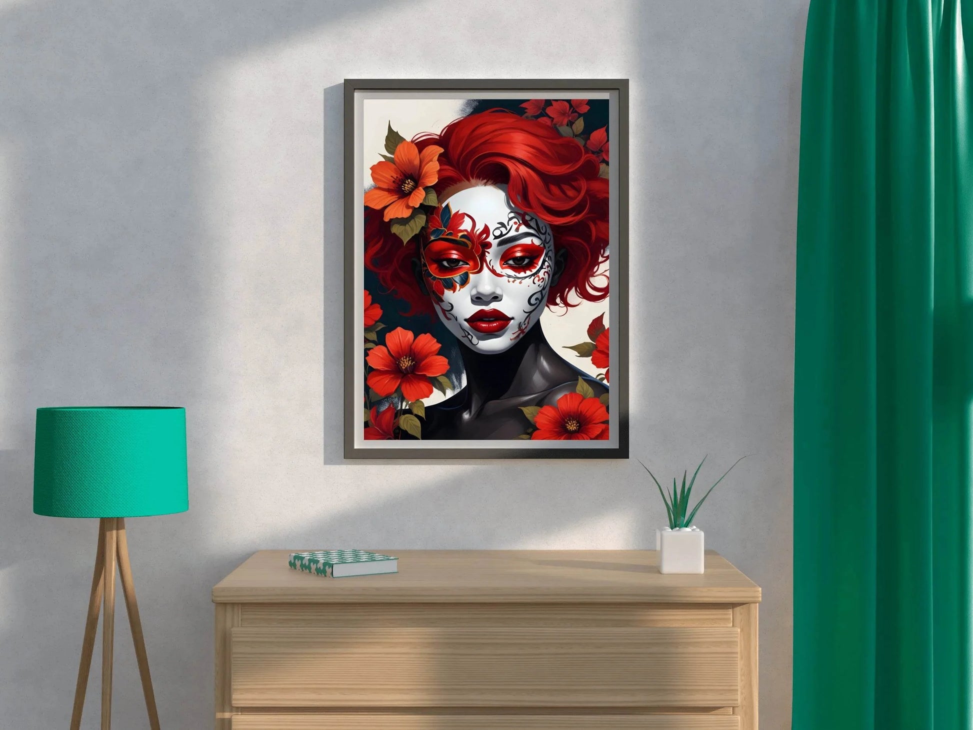 Day of the Dead Female Face Paint Illustration Wall Art - beink online art store