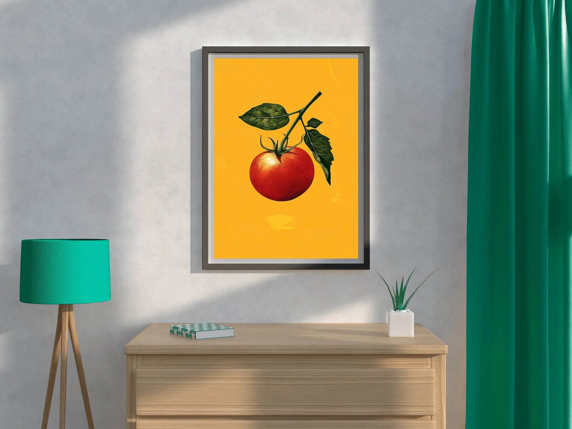 Drawing of Tomato With a Leaf Wall Art - beink online art store