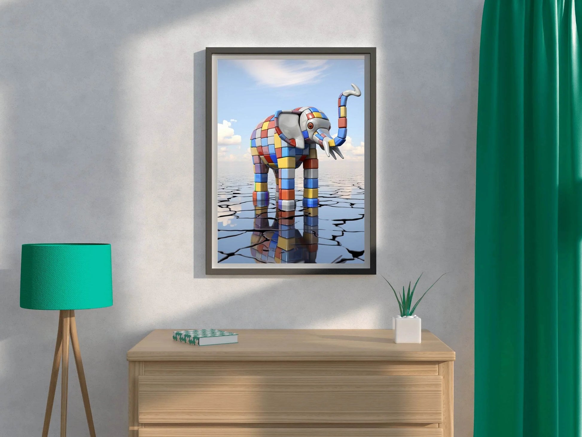 Colorful Robotic Elephant Animal Wall Art - beink online art store