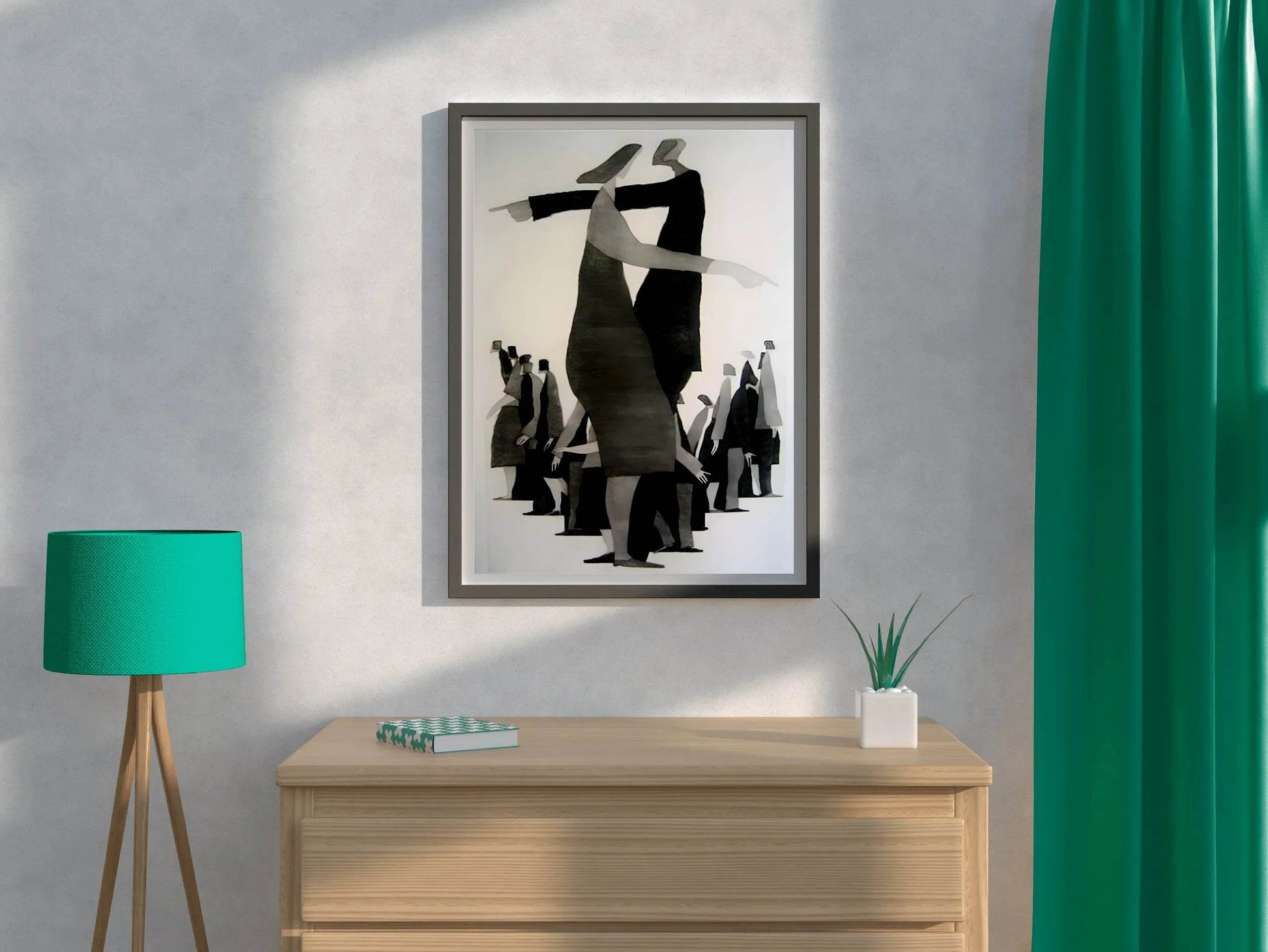 Painting of Black and White Crowd Wall Art - beink online art store