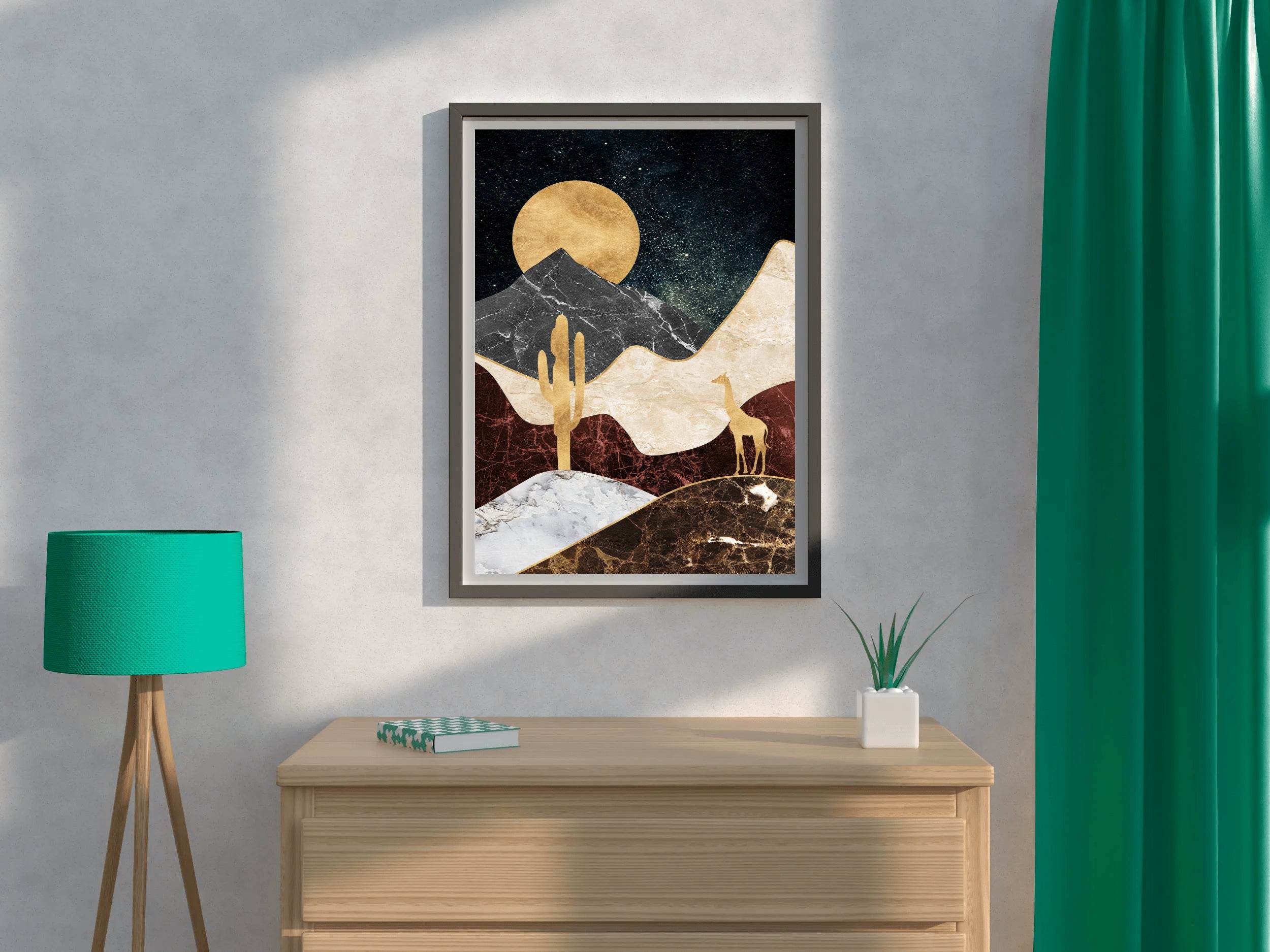 Desert Moonlit Modern Wall Art - beink online art store