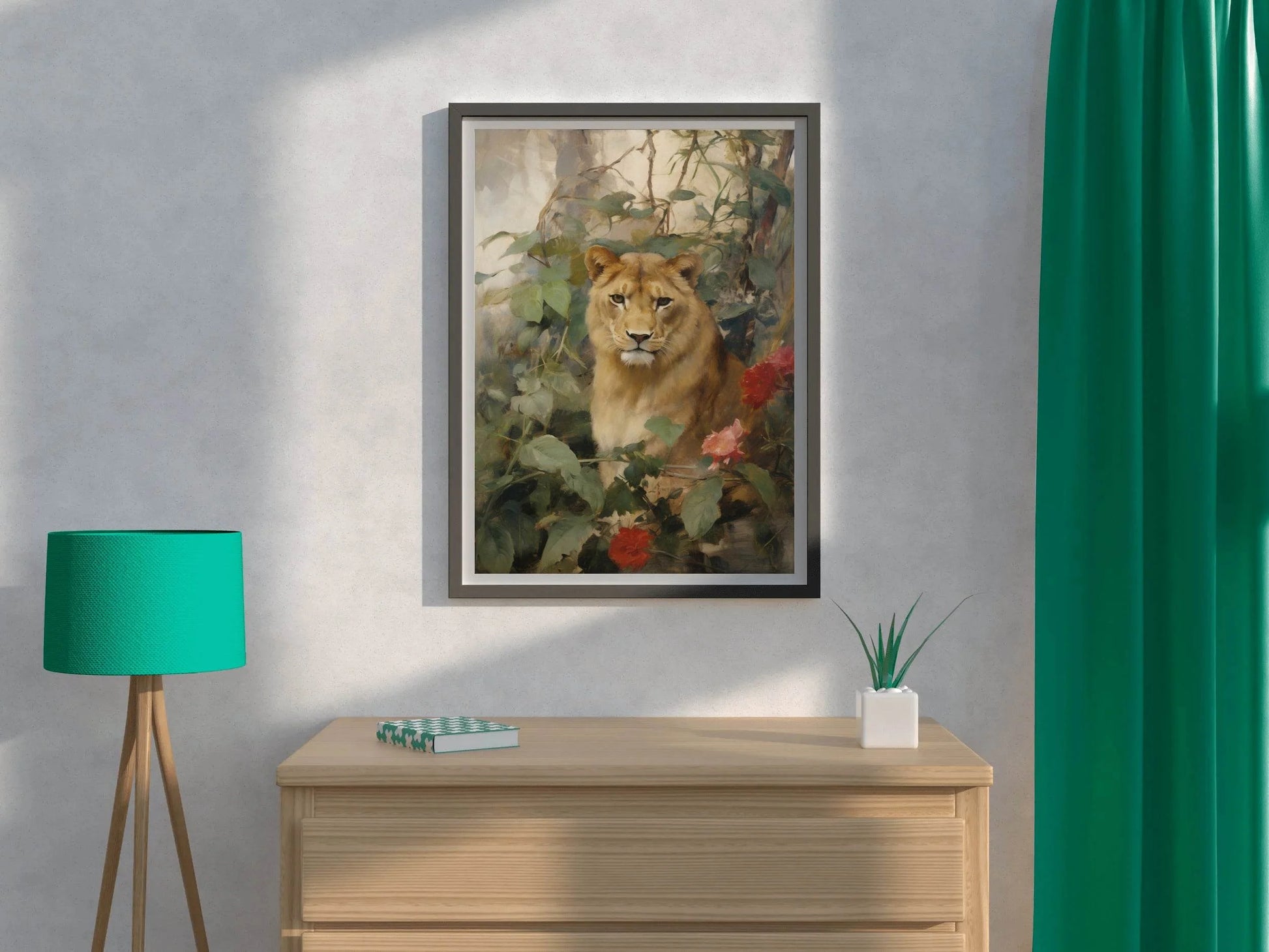 Painting of Lioness Animal Wall Art - beink online art store