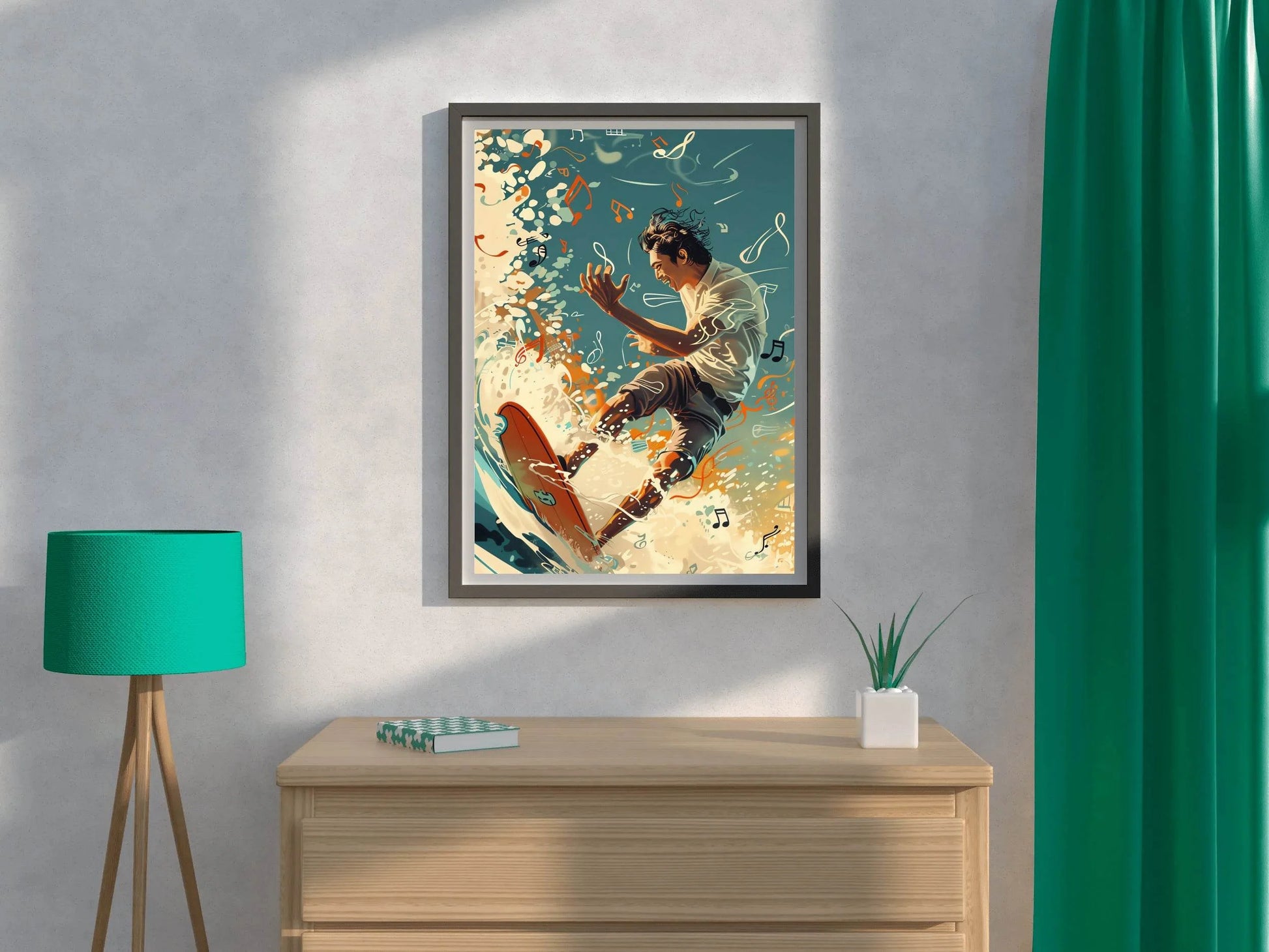 Skiing On Musical Notes Wall Art - beink online art store