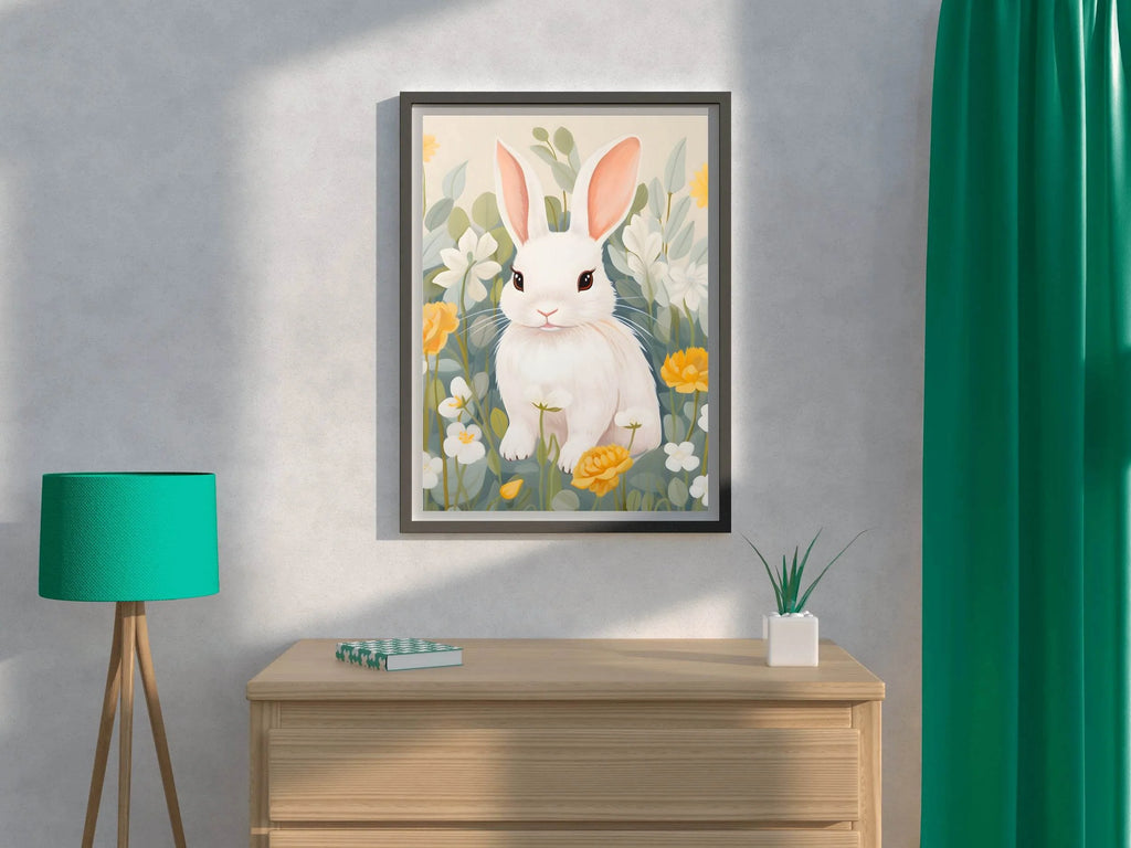 Shocked White Cartoon Bunny Wall Art - beink online art store