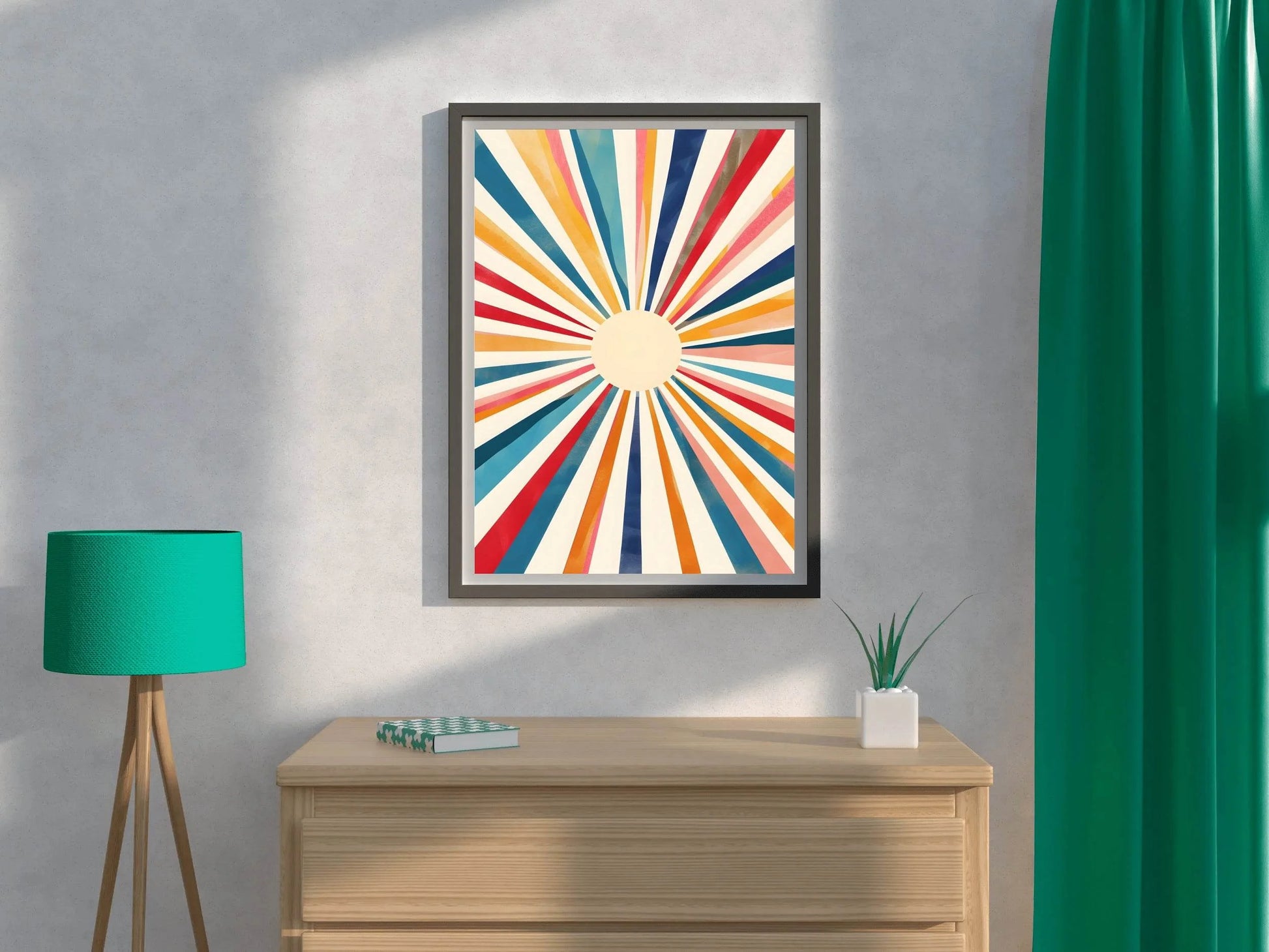 Abstract Sun Ray Retro Background Digital Art - beink online art store