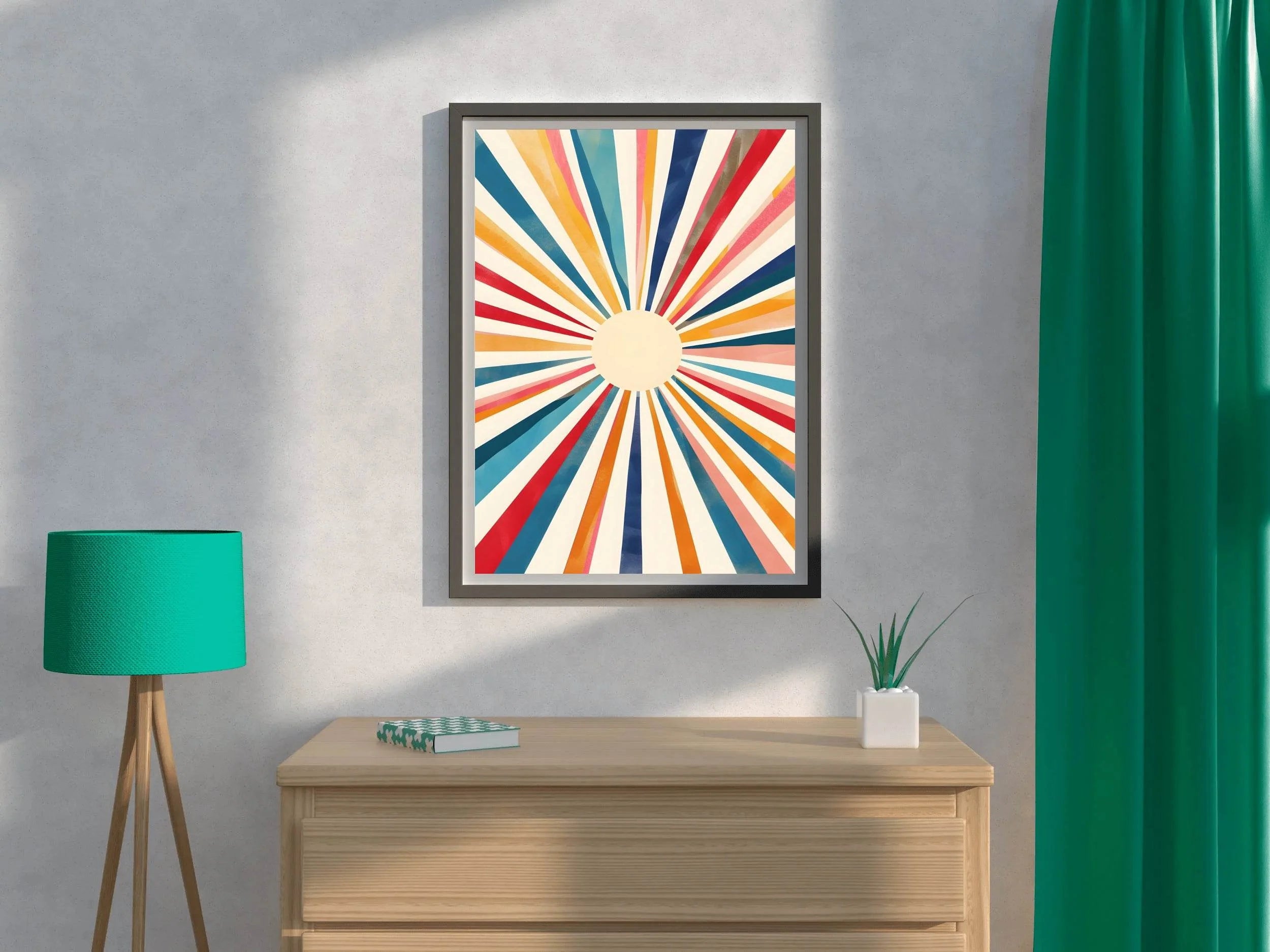 Abstract Sun Ray Retro Background Digital Art - beink online art store