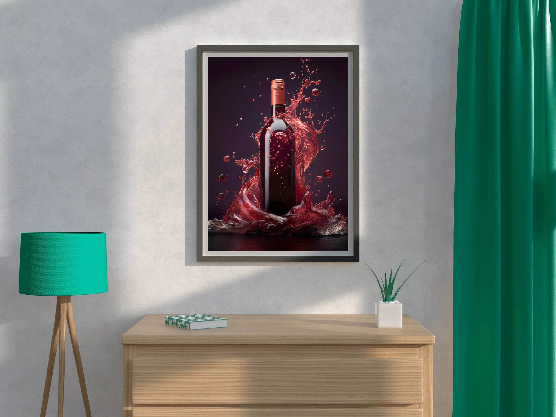 Red Wine Bottle With Purple Background Wall Art - beink online art store