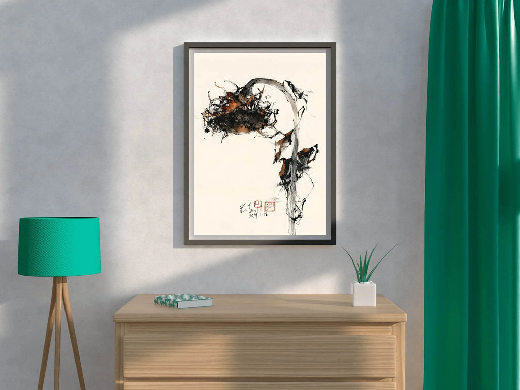 Watercolor Painting of Withered Sunflower Wall Art - beink online art store