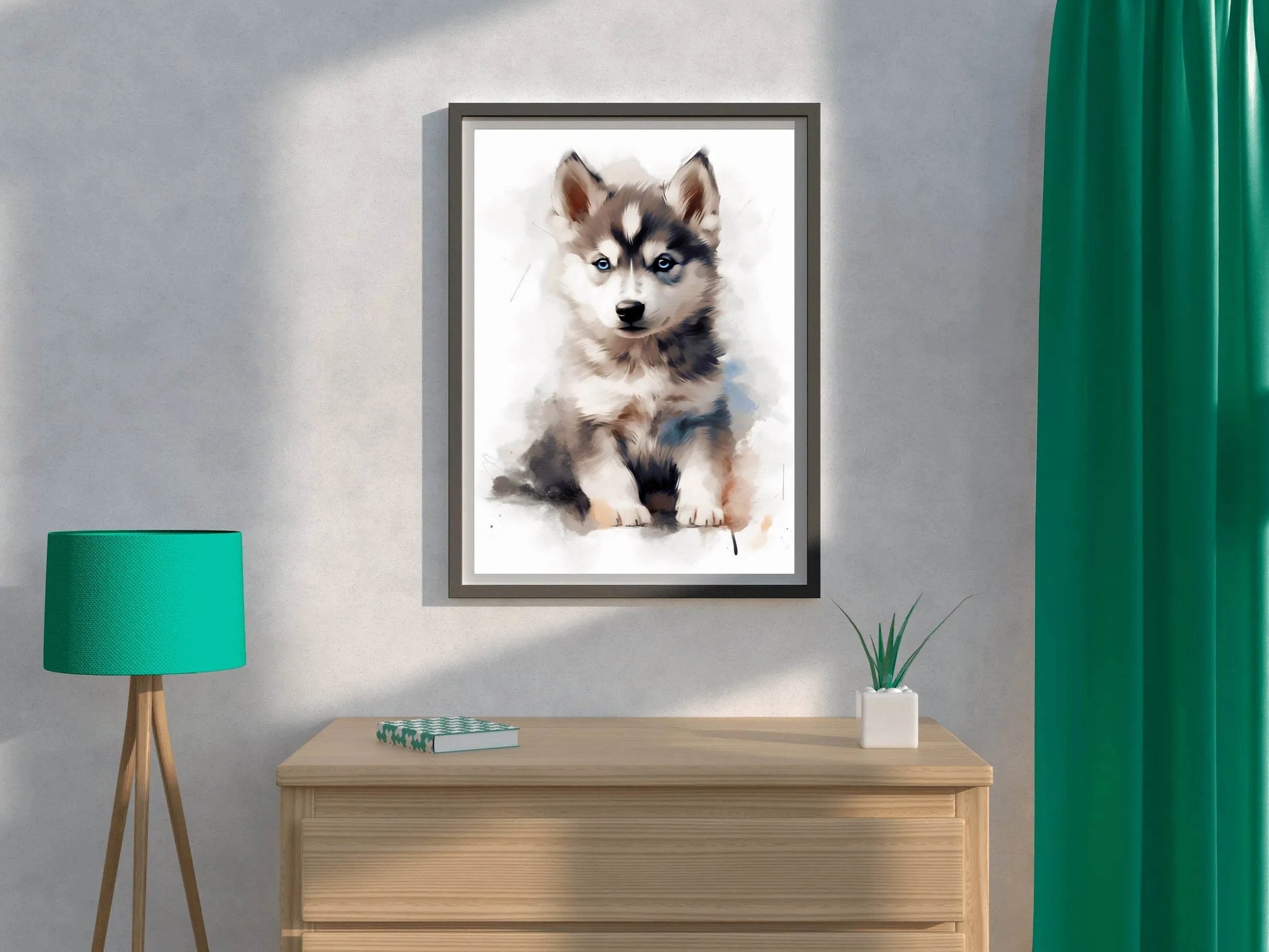 Watercolor Painting of Siberian Husky - beink online art store