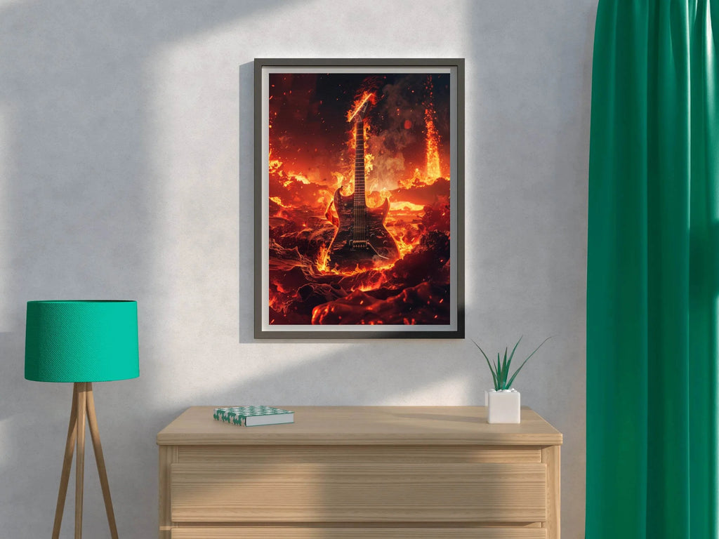 Fiery Rock Guitar Wall Art - beink online art store