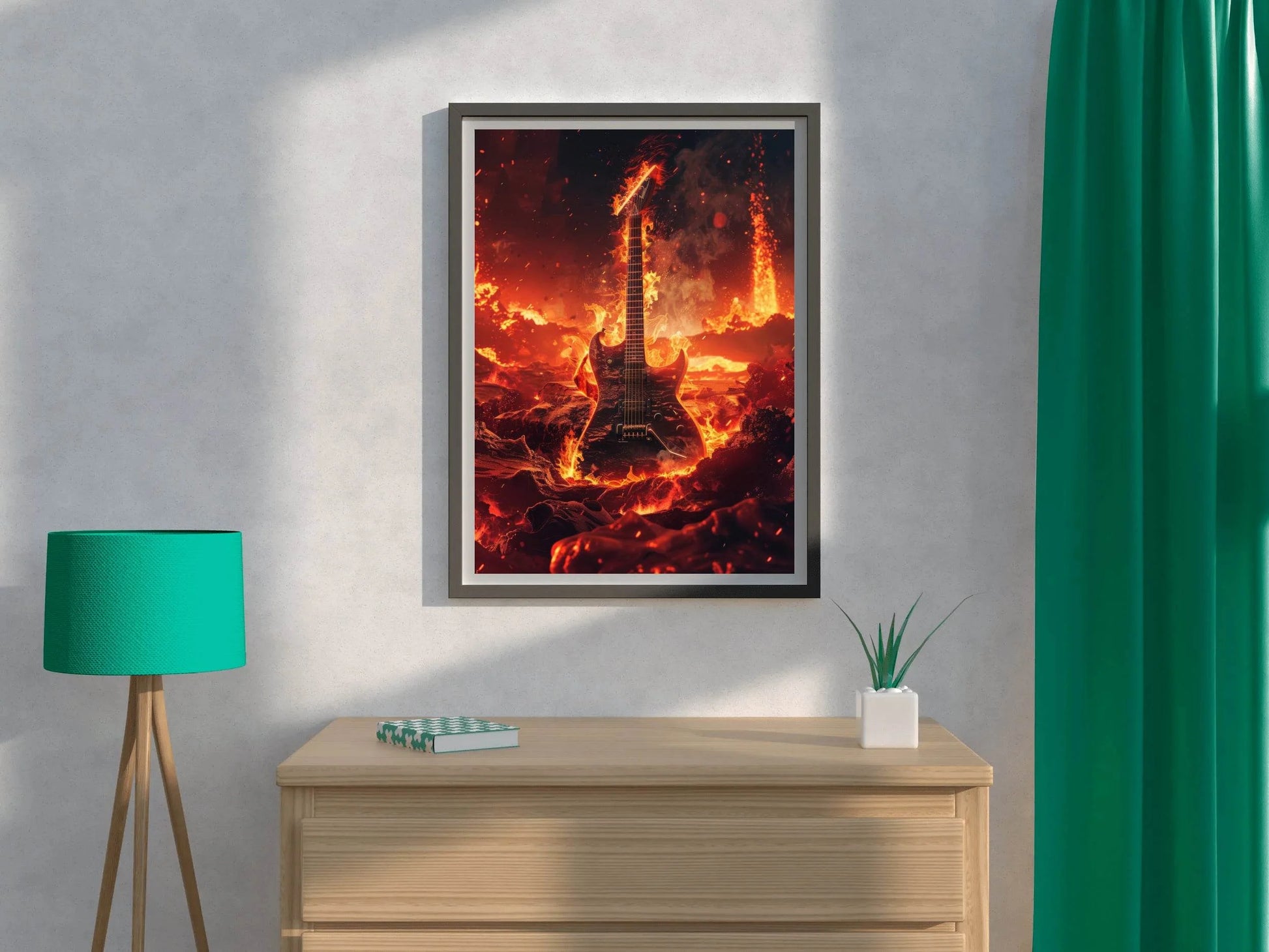 Fiery Rock Guitar Wall Art - beink online art store