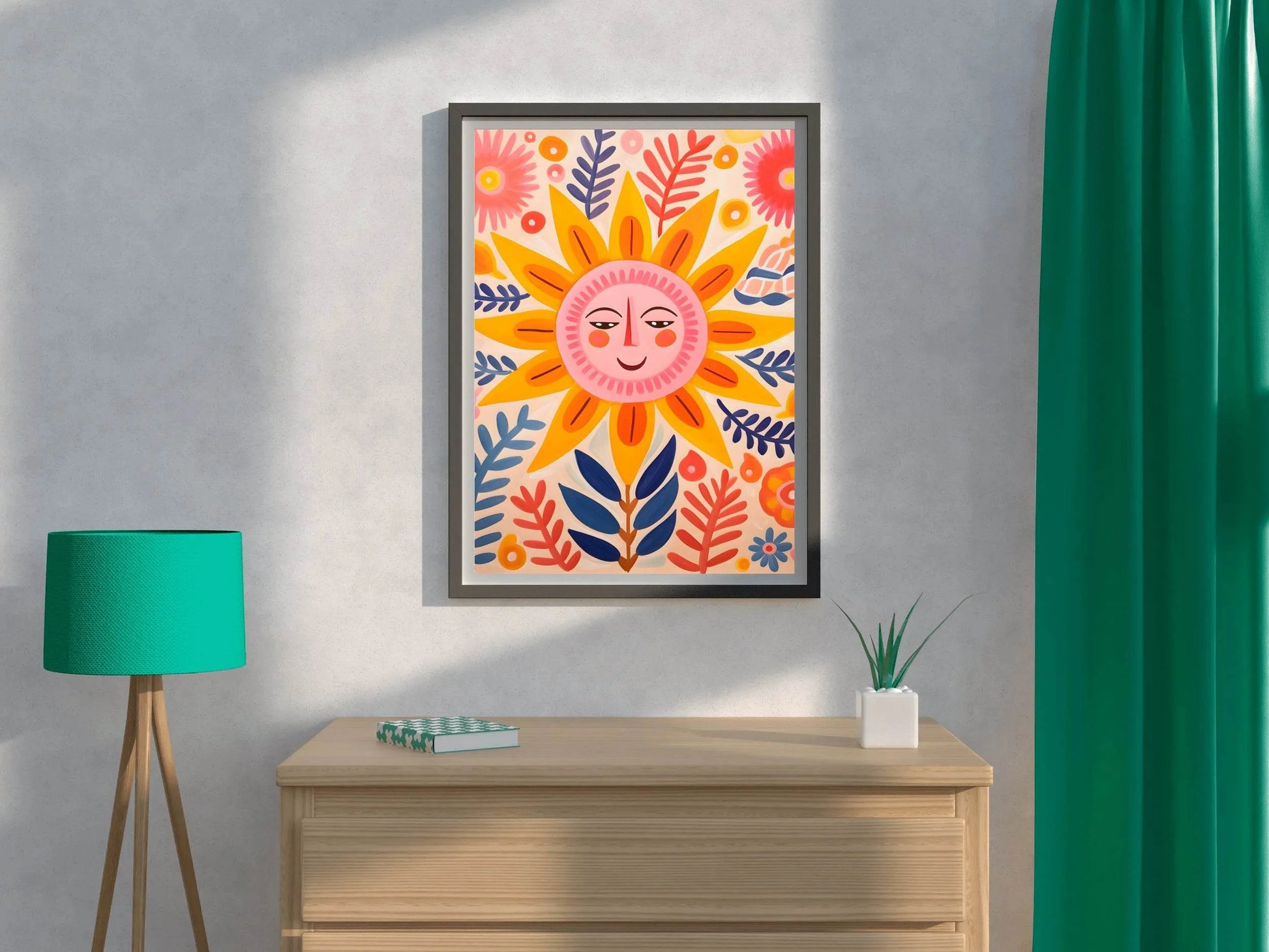 Drawing of Smiling Sun Wall Art - beink online art store
