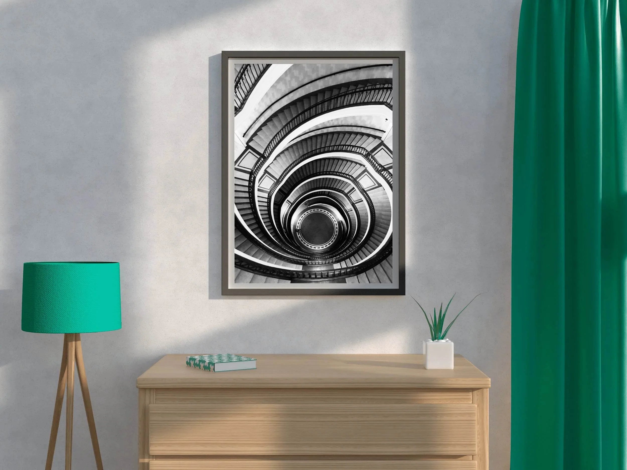 Old Style Stairs Architecture Black and White Wall Art - beink online art store