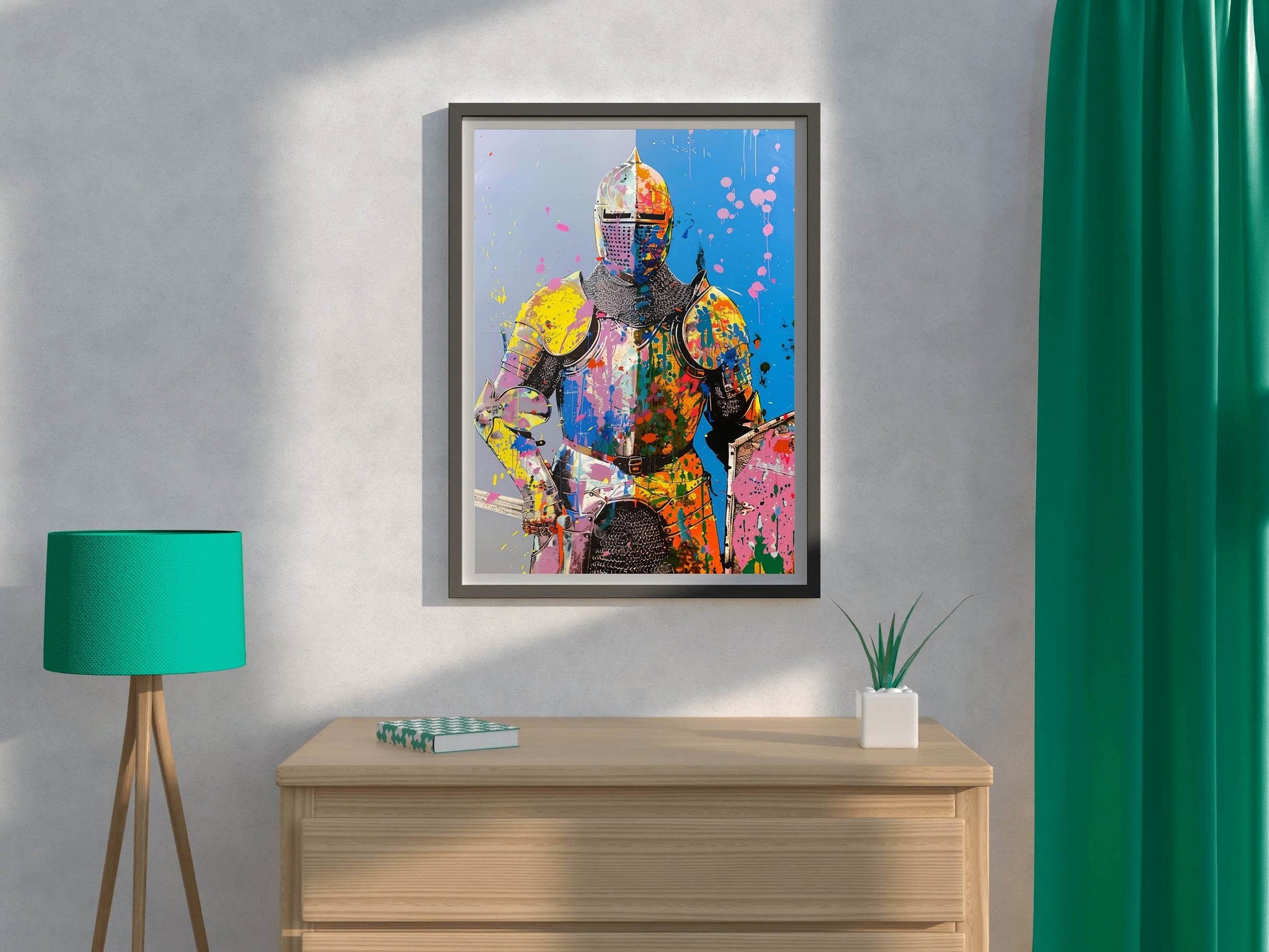 Knight in Vibrant Colors Graffiti Wall Art - beink online art store