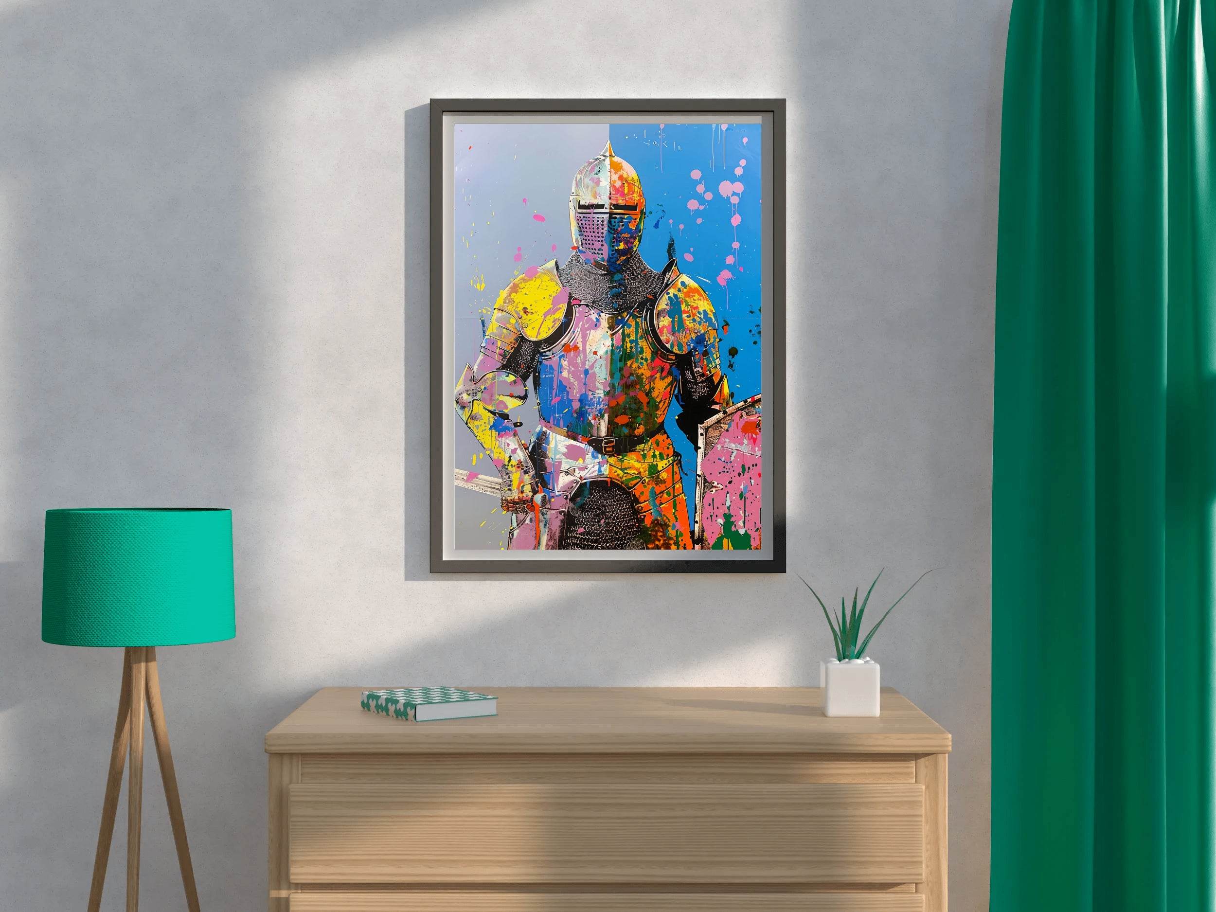 Knight in Vibrant Colors Graffiti Wall Art - beink online art store