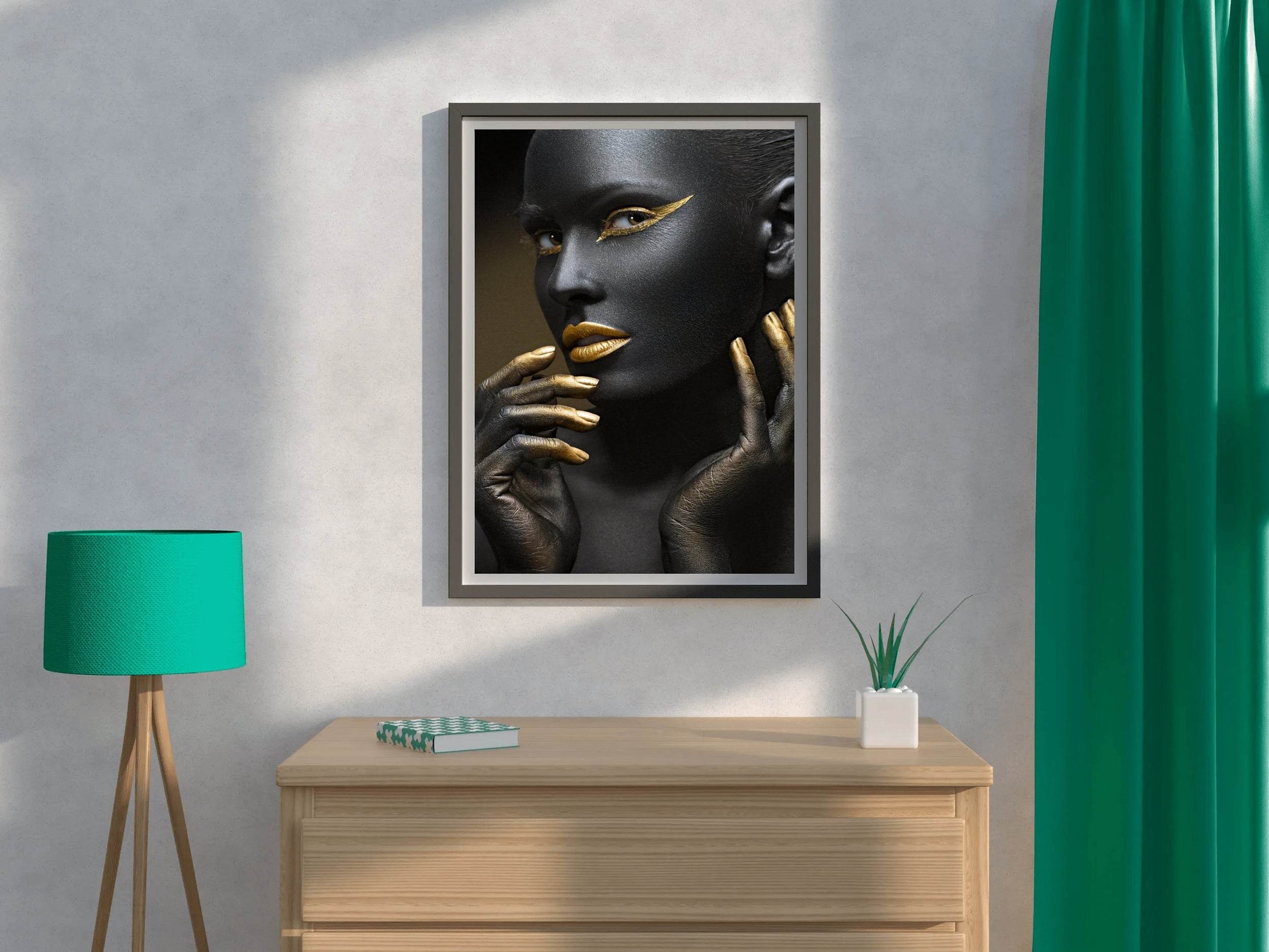 Face of Black Girl With Golden Makeup Wall Art - beink online art store