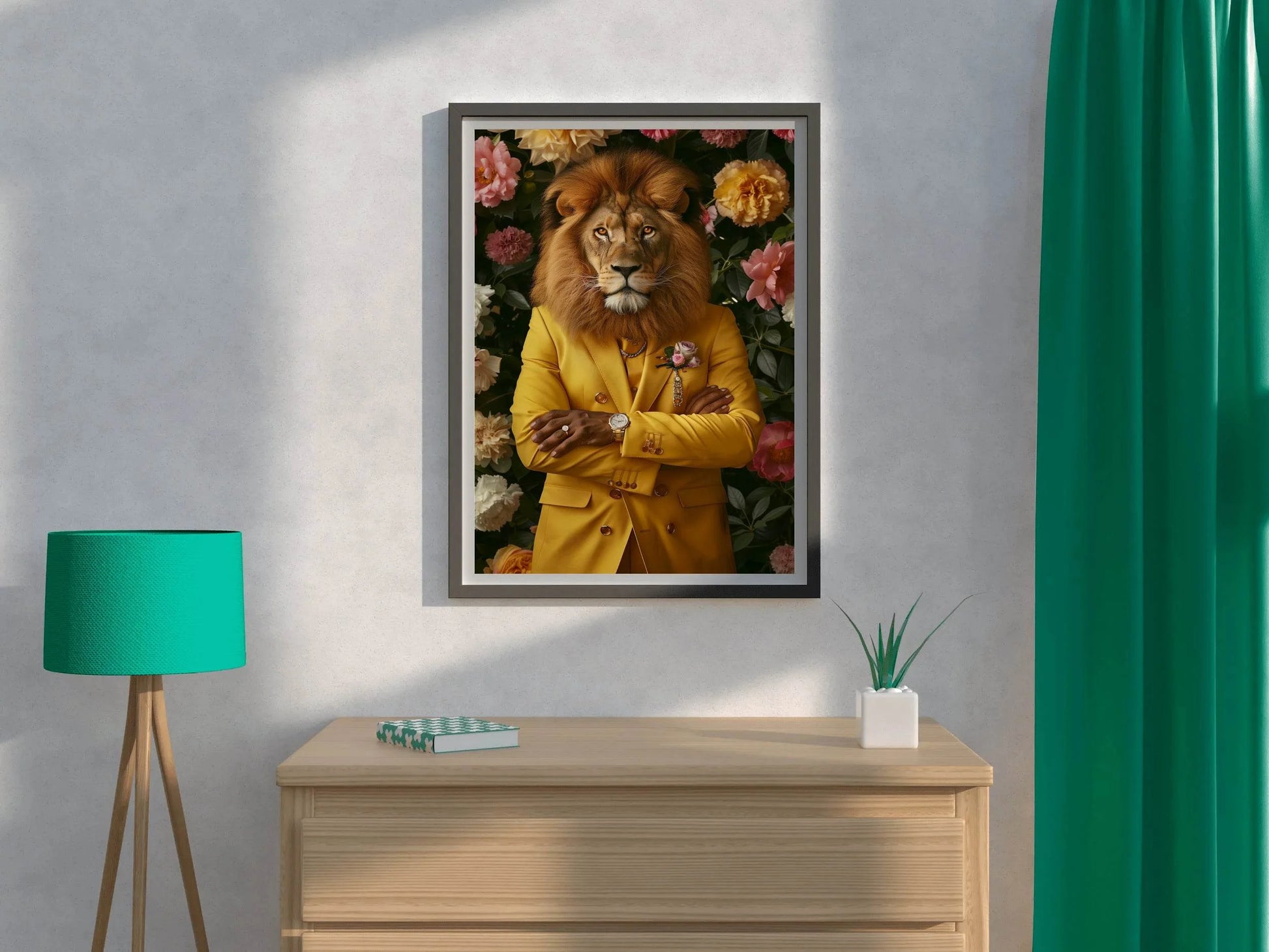 Master Flame Lion Wearing Coat Wall Art - beink online art store
