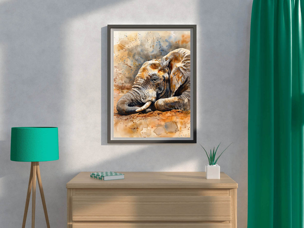 Watercolor Elephant Illustration Wall Art - beink online art store