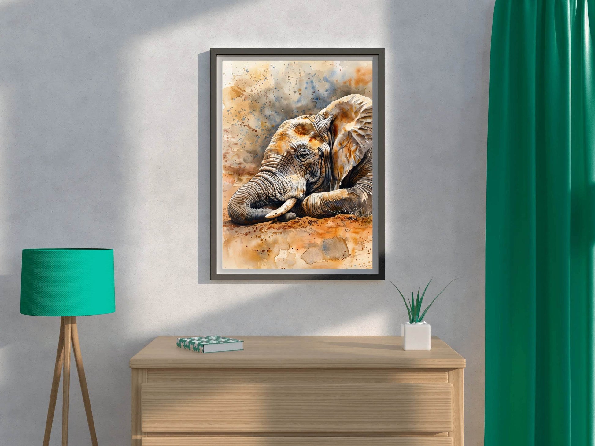 Watercolor Elephant Illustration Wall Art - beink online art store