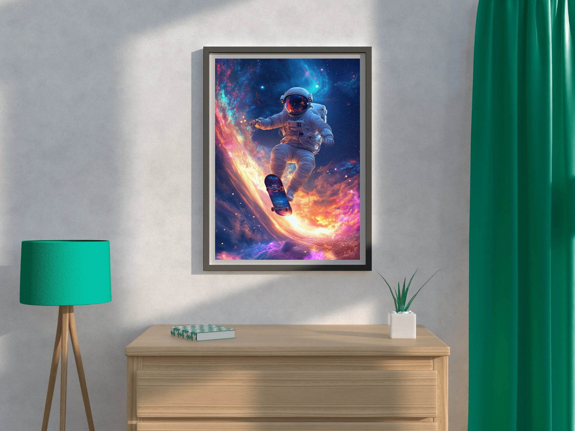 Astronaut Floating Space with skate board - beink online art store