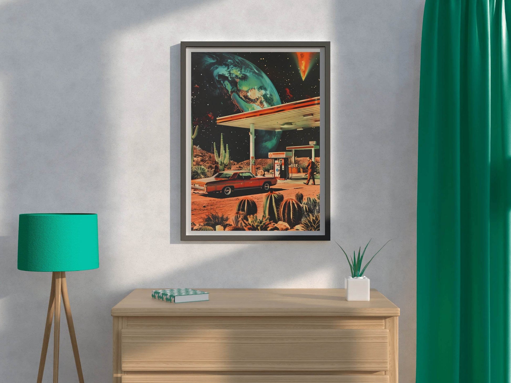 Gas Station With Space Background Wall Art - beink online art store