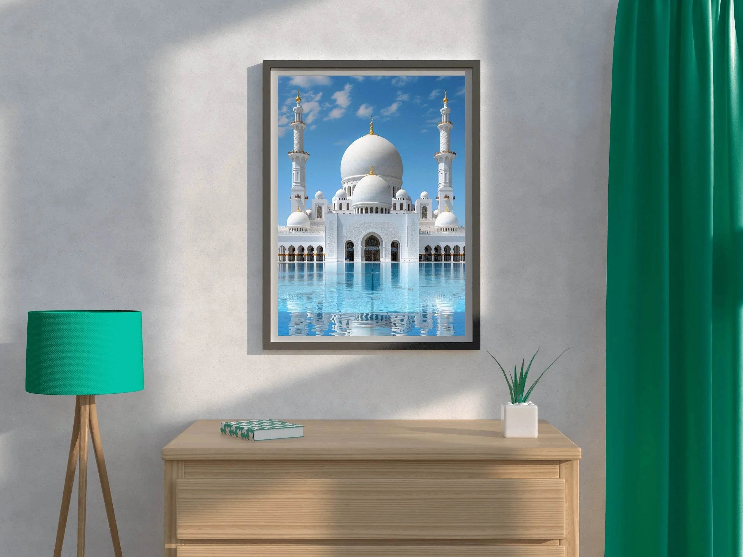 White Mosque surrounded by Water Wall Art - beink online art store