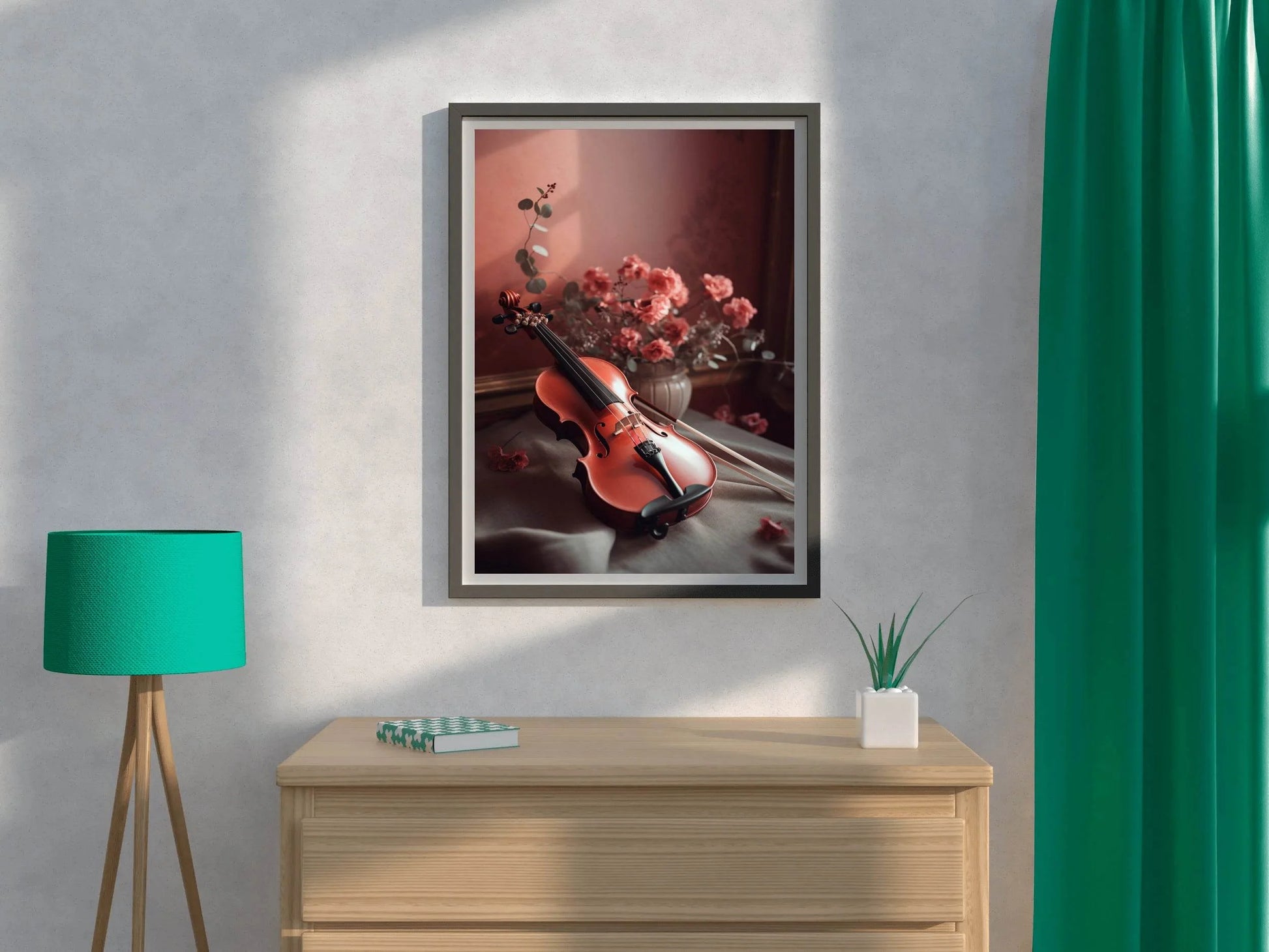 Stock Wooden Violin Next To The Vase Wall Art - beink online art store
