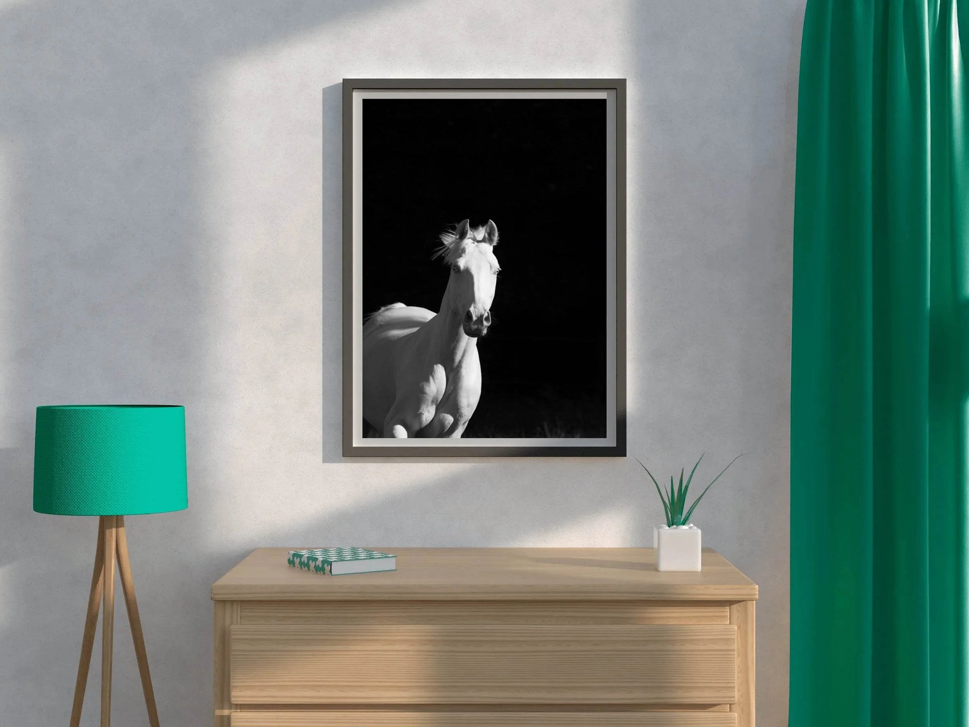 Camarillo White Horse Black & White Wall Art - beink online art store
