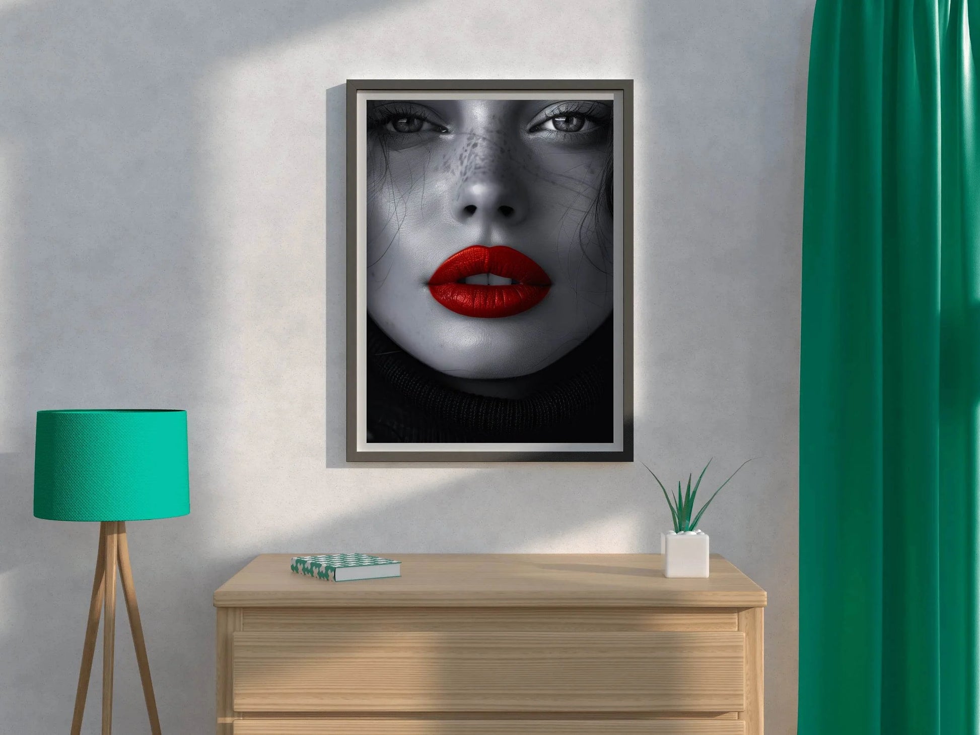 A Woman face With Red Lipstick Wall Art - beink online art store